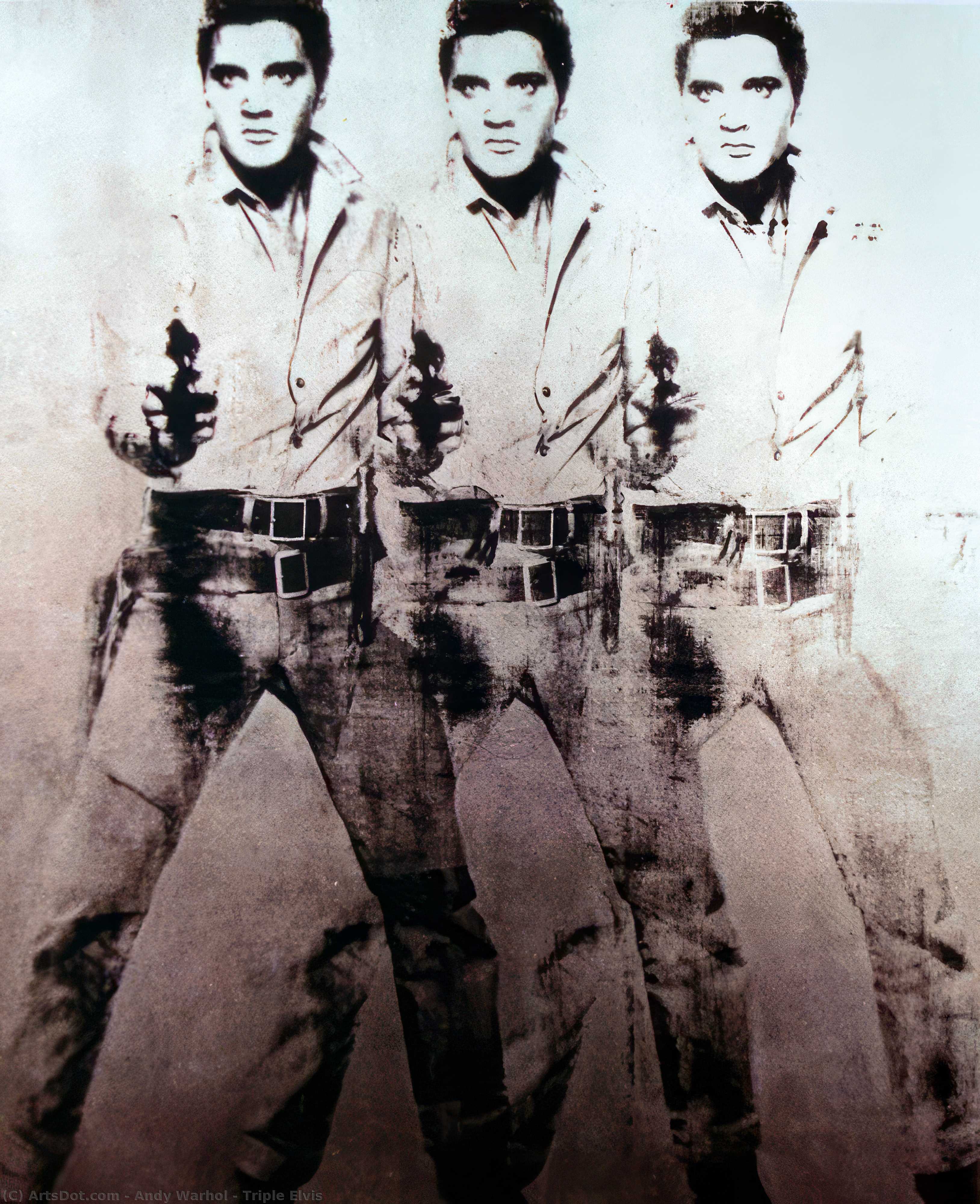 WikiOO.org - Энциклопедия изобразительного искусства - Живопись, Картины  Andy Warhol - Трехместный Элвис