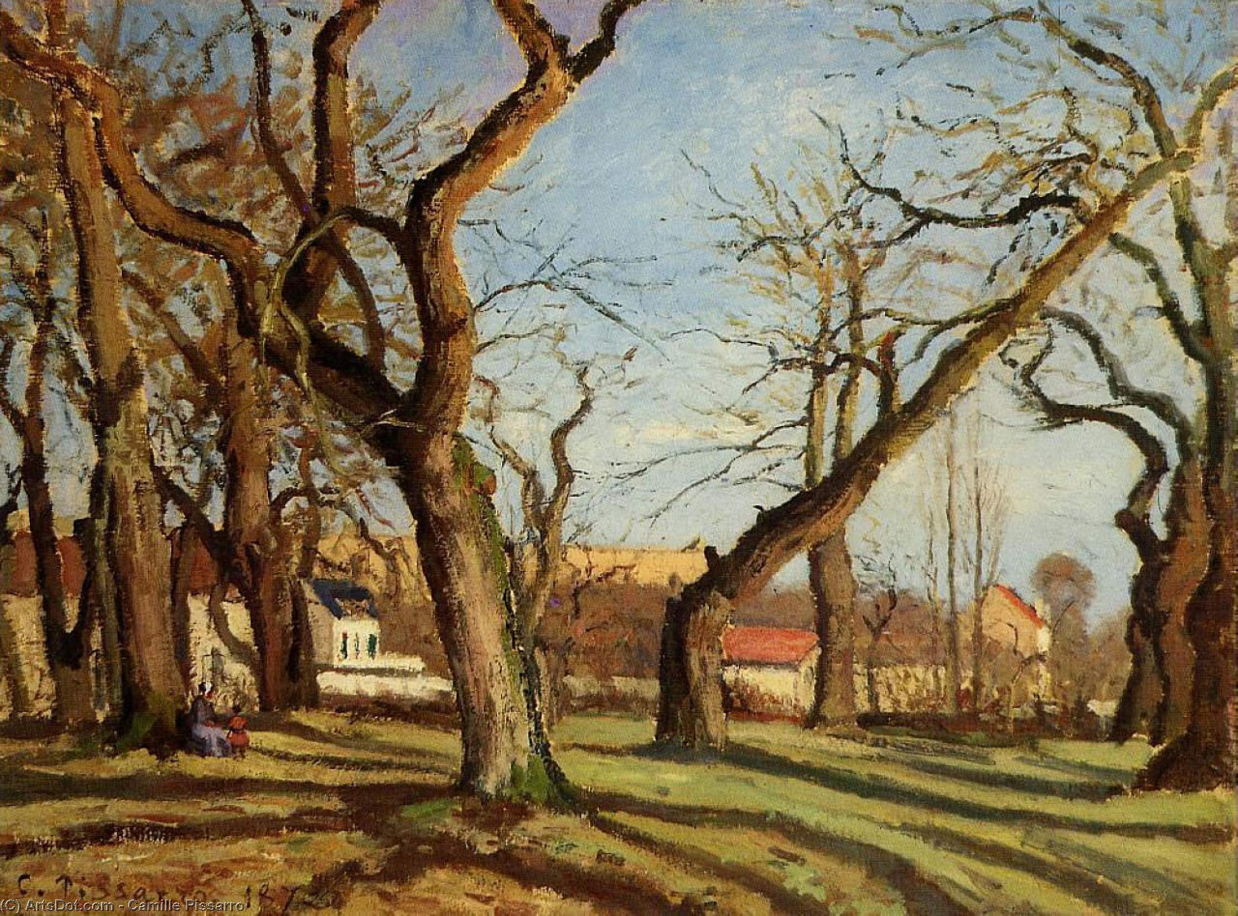 Wikioo.org - The Encyclopedia of Fine Arts - Painting, Artwork by Camille Pissarro - Chestnut Trees at Louveciennes