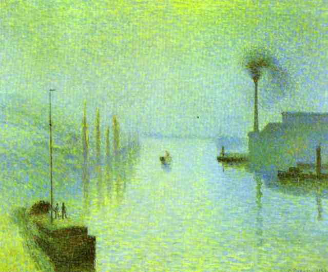 Wikioo.org - The Encyclopedia of Fine Arts - Painting, Artwork by Camille Pissarro - Lacroix Island, Rouen, in Fog