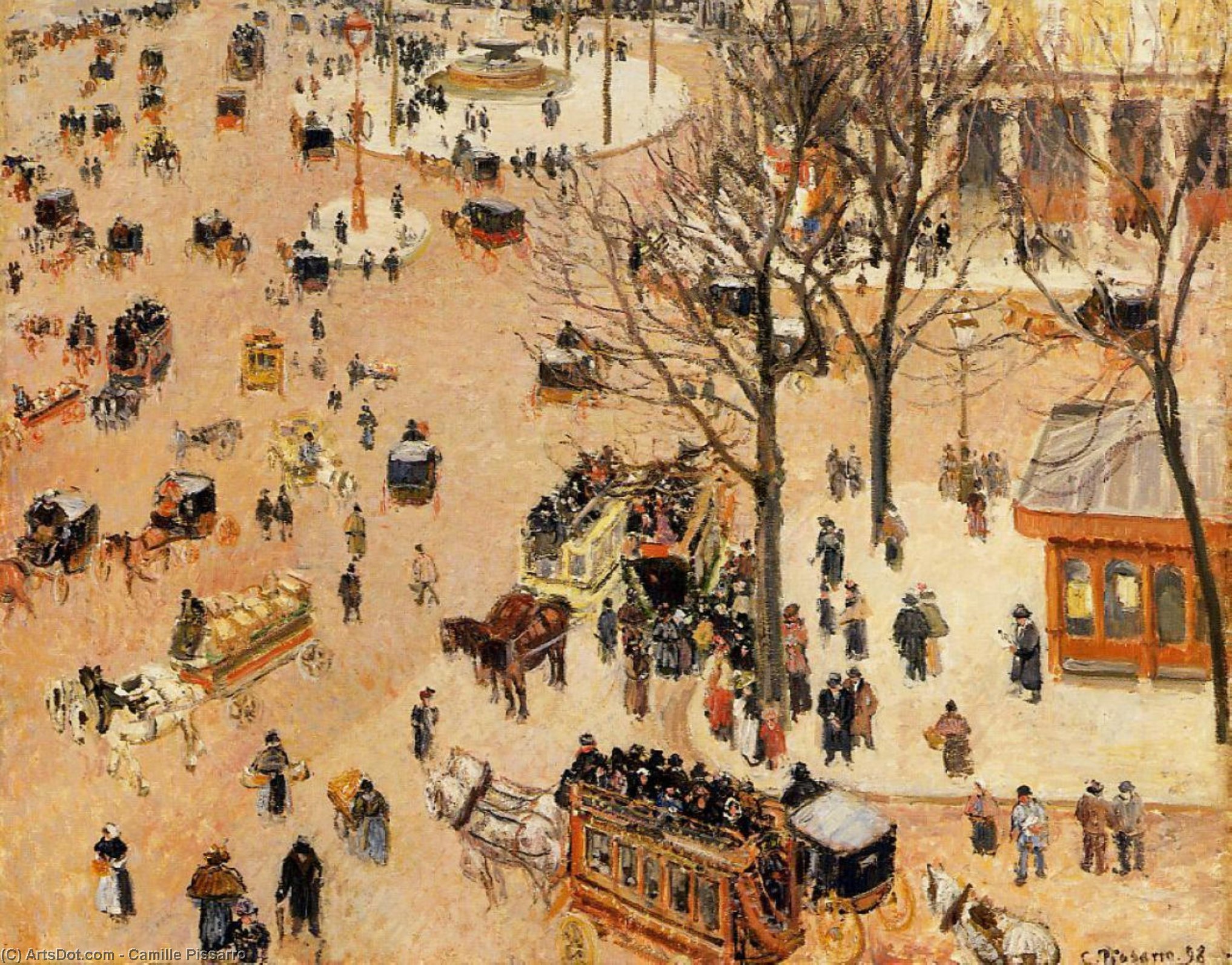 WikiOO.org - Encyclopedia of Fine Arts - Lukisan, Artwork Camille Pissarro - Place du Theatre Francais