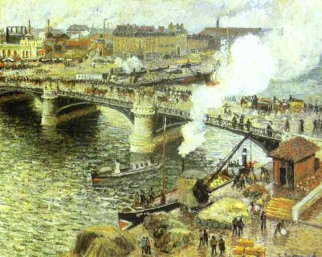 WikiOO.org - Encyclopedia of Fine Arts - Malba, Artwork Camille Pissarro - Pont Boieldien in Rouen in a Drizzle