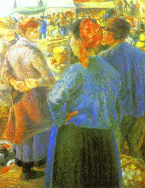 Wikioo.org - The Encyclopedia of Fine Arts - Painting, Artwork by Camille Pissarro - Poultry Market at Pontoise
