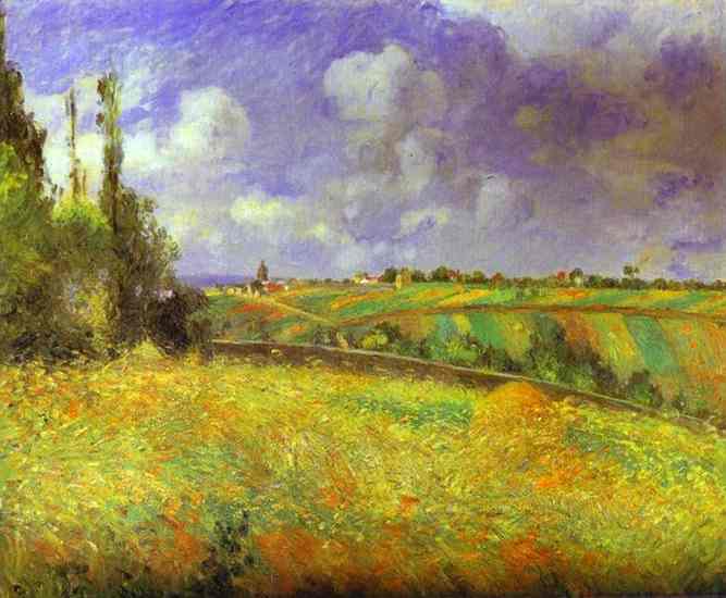 Wikioo.org - The Encyclopedia of Fine Arts - Painting, Artwork by Camille Pissarro - Rye Fields at Pontoise. Côte des Mathurins