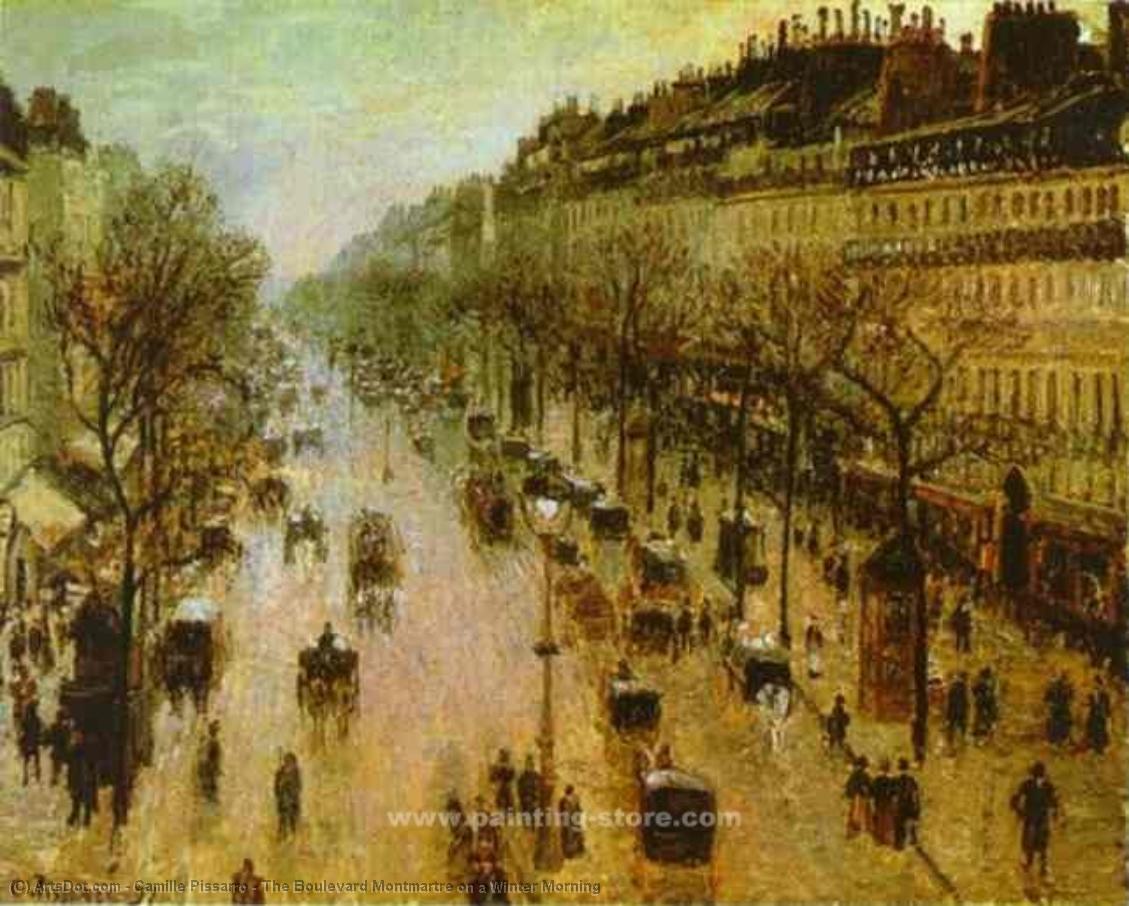 WikiOO.org - Εγκυκλοπαίδεια Καλών Τεχνών - Ζωγραφική, έργα τέχνης Camille Pissarro - The Boulevard Montmartre on a Winter Morning