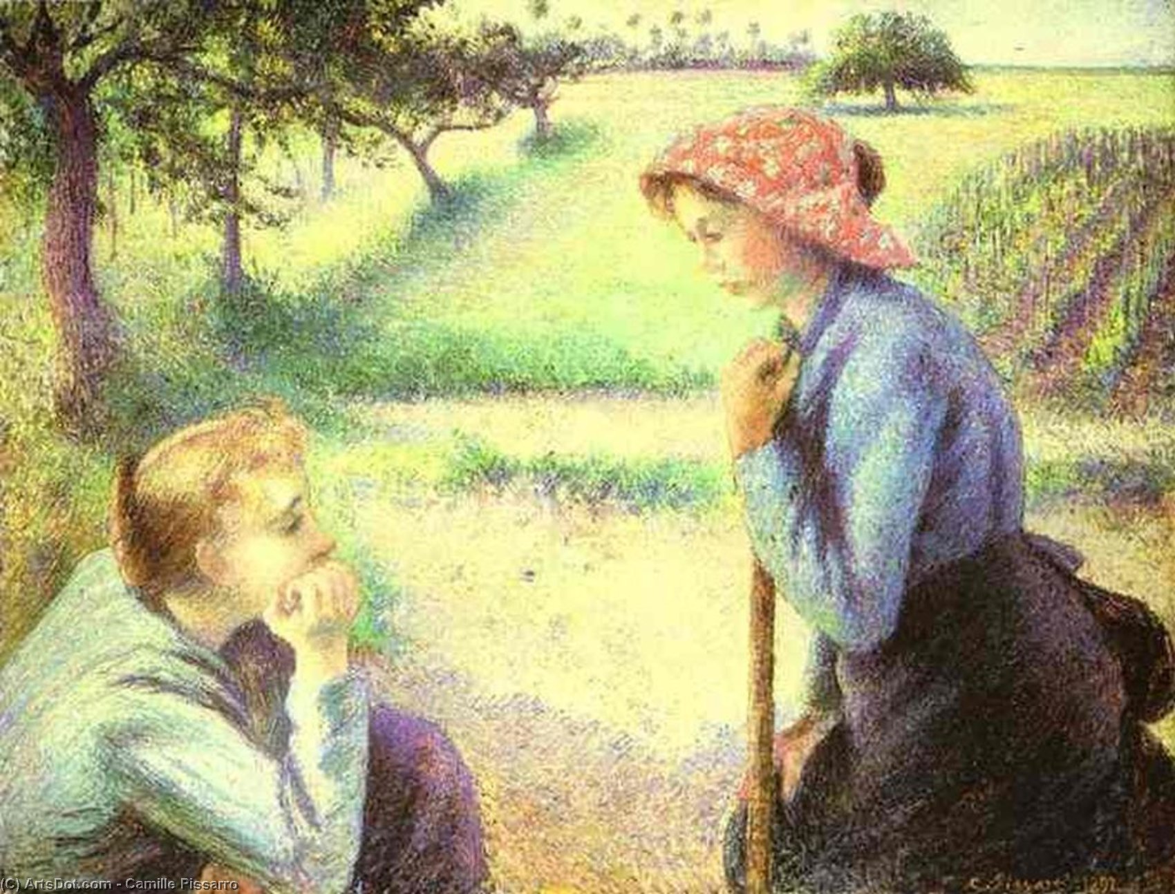WikiOO.org - Encyclopedia of Fine Arts - Målning, konstverk Camille Pissarro - The Chat