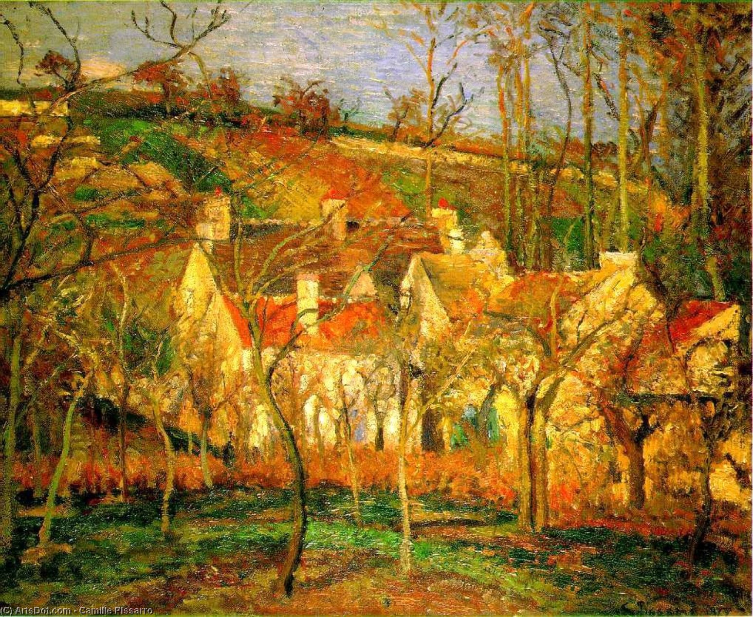 Wikioo.org - The Encyclopedia of Fine Arts - Painting, Artwork by Camille Pissarro - The Red Roofs