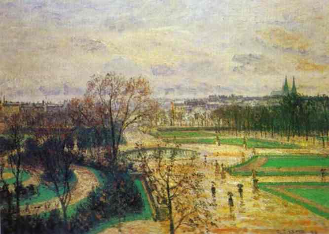 Wikioo.org – L'Encyclopédie des Beaux Arts - Peinture, Oeuvre de Camille Pissarro - Le jardin des Tuileries sous la pluie