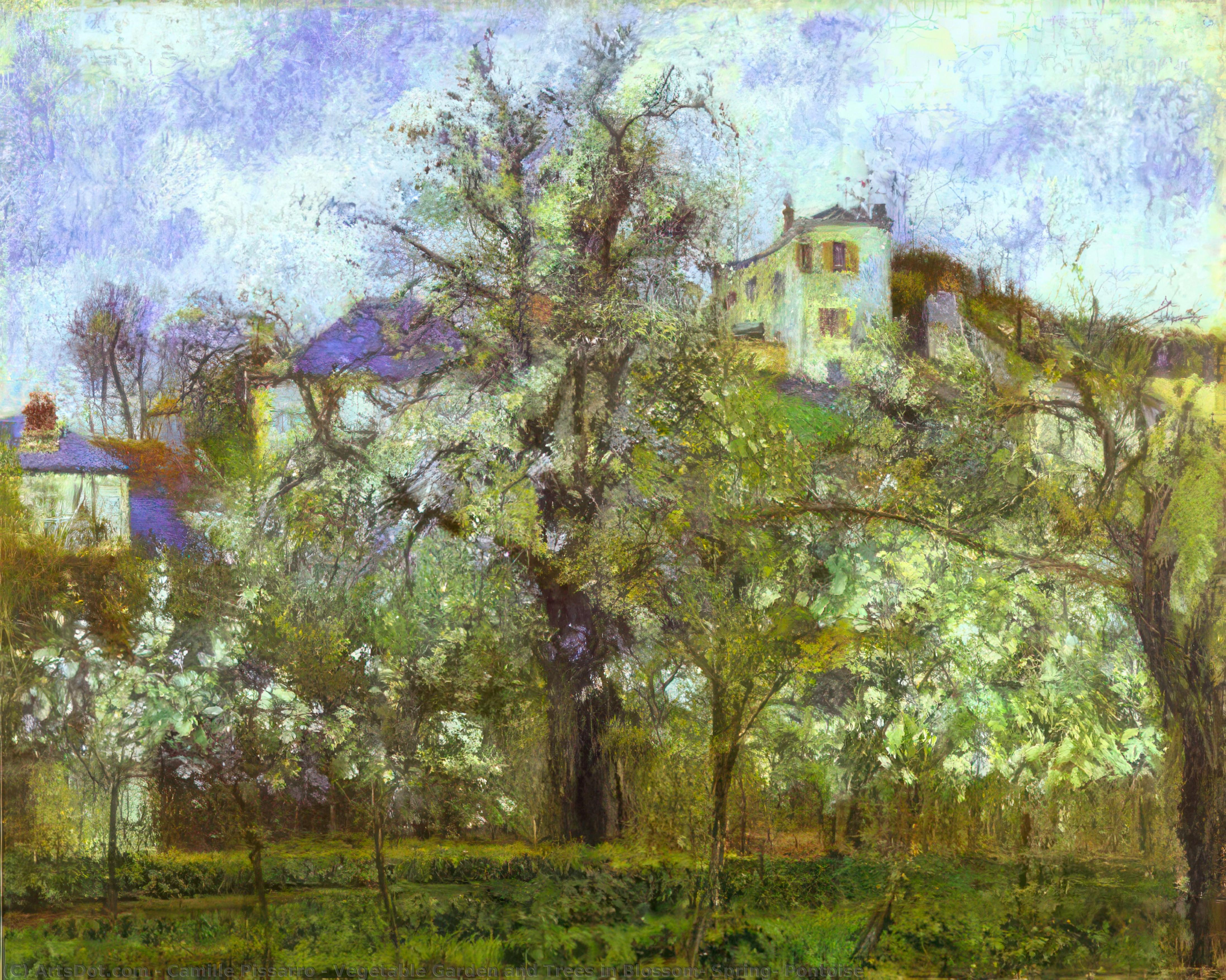 huerta y árboles en flor , Primavera , Pontoise - Camille Pissarro