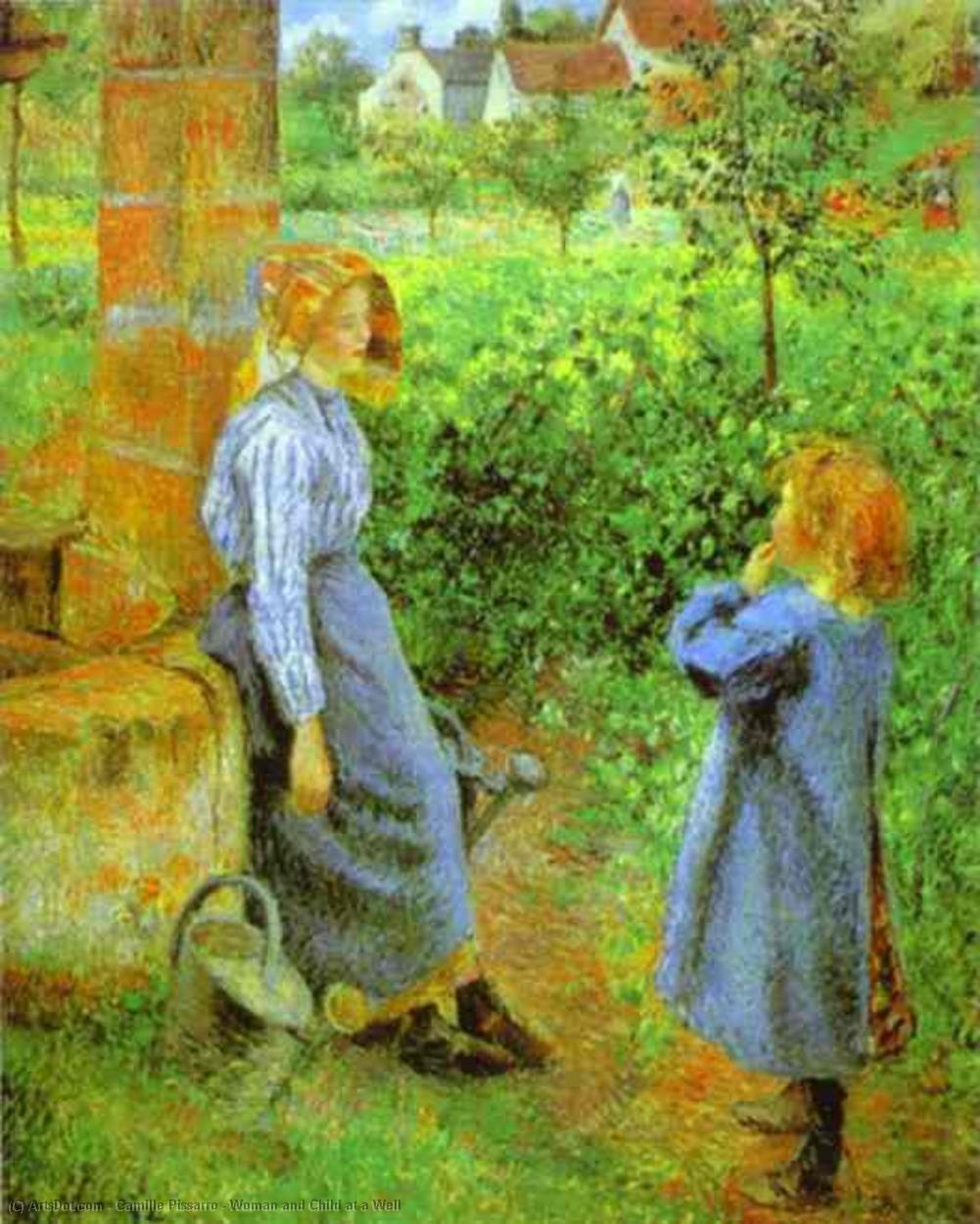 Wikioo.org - The Encyclopedia of Fine Arts - Painting, Artwork by Camille Pissarro - Woman and Child at a Well