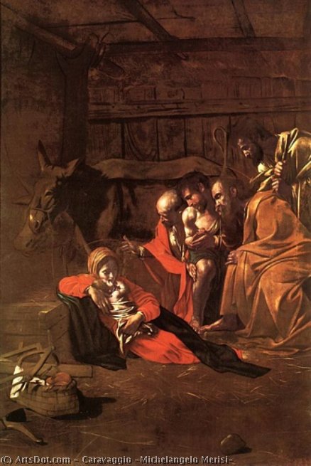 WikiOO.org - Енциклопедія образотворчого мистецтва - Живопис, Картини
 Caravaggio (Michelangelo Merisi) - Adoration Of The Shepherds