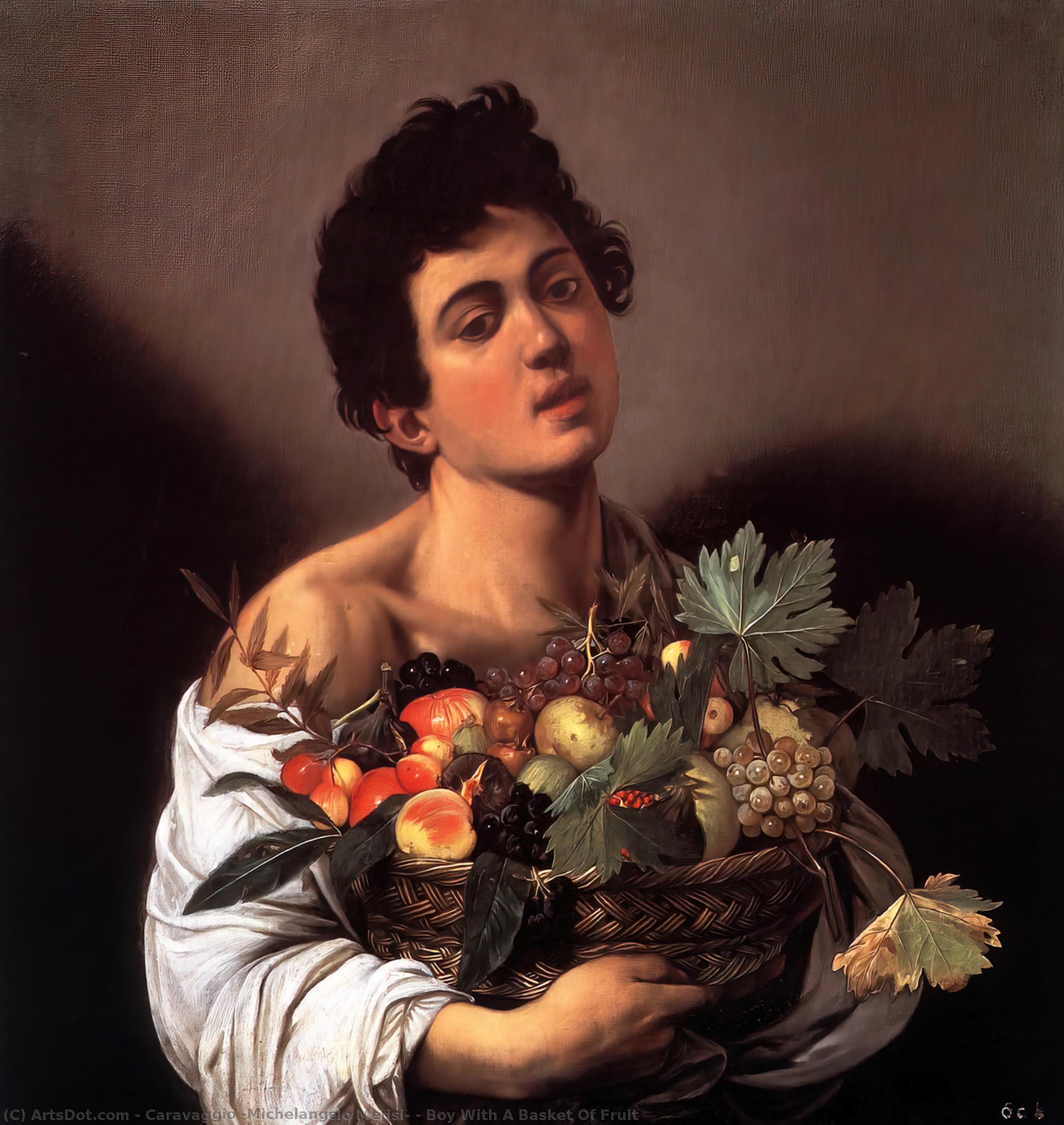 WikiOO.org - Encyclopedia of Fine Arts - Maalaus, taideteos Caravaggio (Michelangelo Merisi) - Boy With A Basket Of Fruit