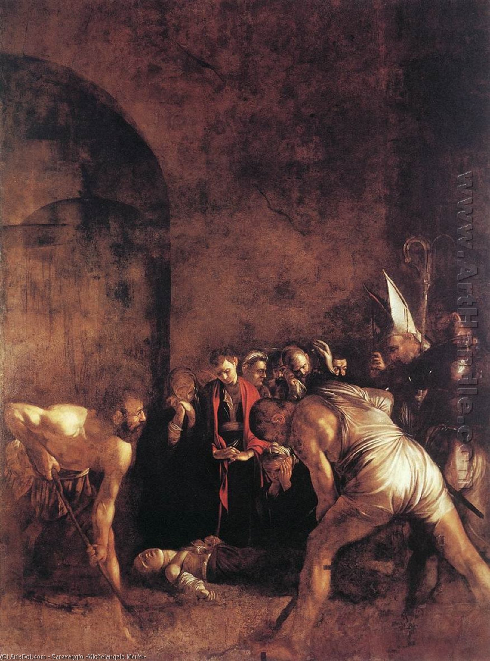 Wikioo.org - The Encyclopedia of Fine Arts - Painting, Artwork by Caravaggio (Michelangelo Merisi) - Burial Of St Lucy