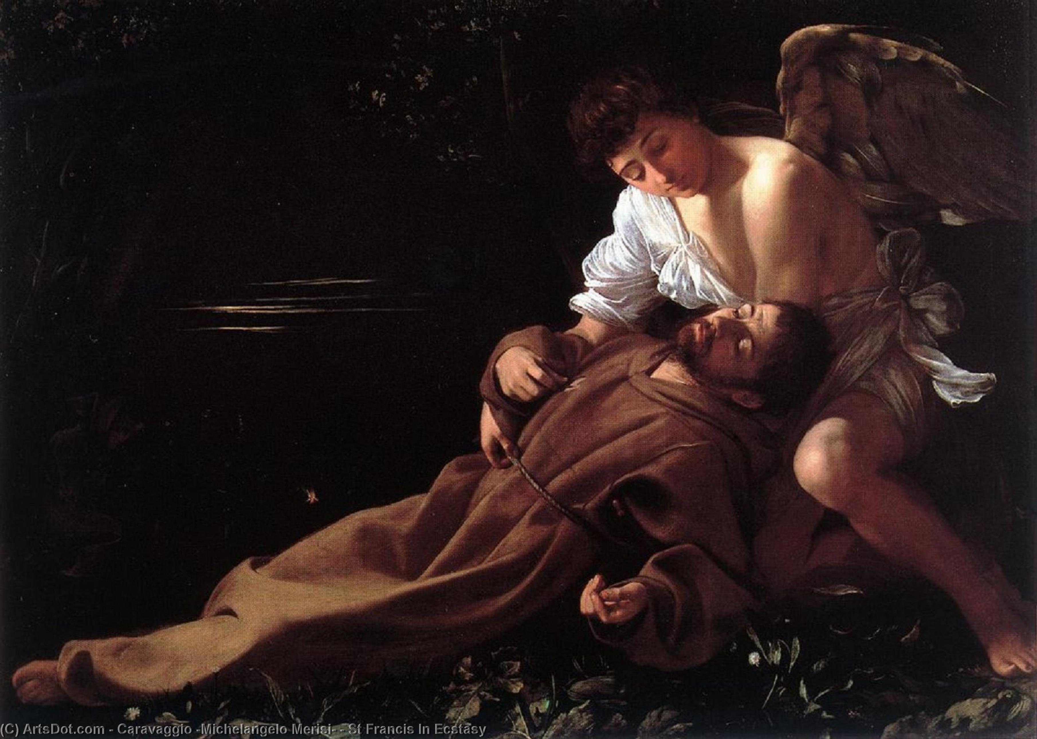 Wikoo.org - موسوعة الفنون الجميلة - اللوحة، العمل الفني Caravaggio (Michelangelo Merisi) - St Francis In Ecstasy