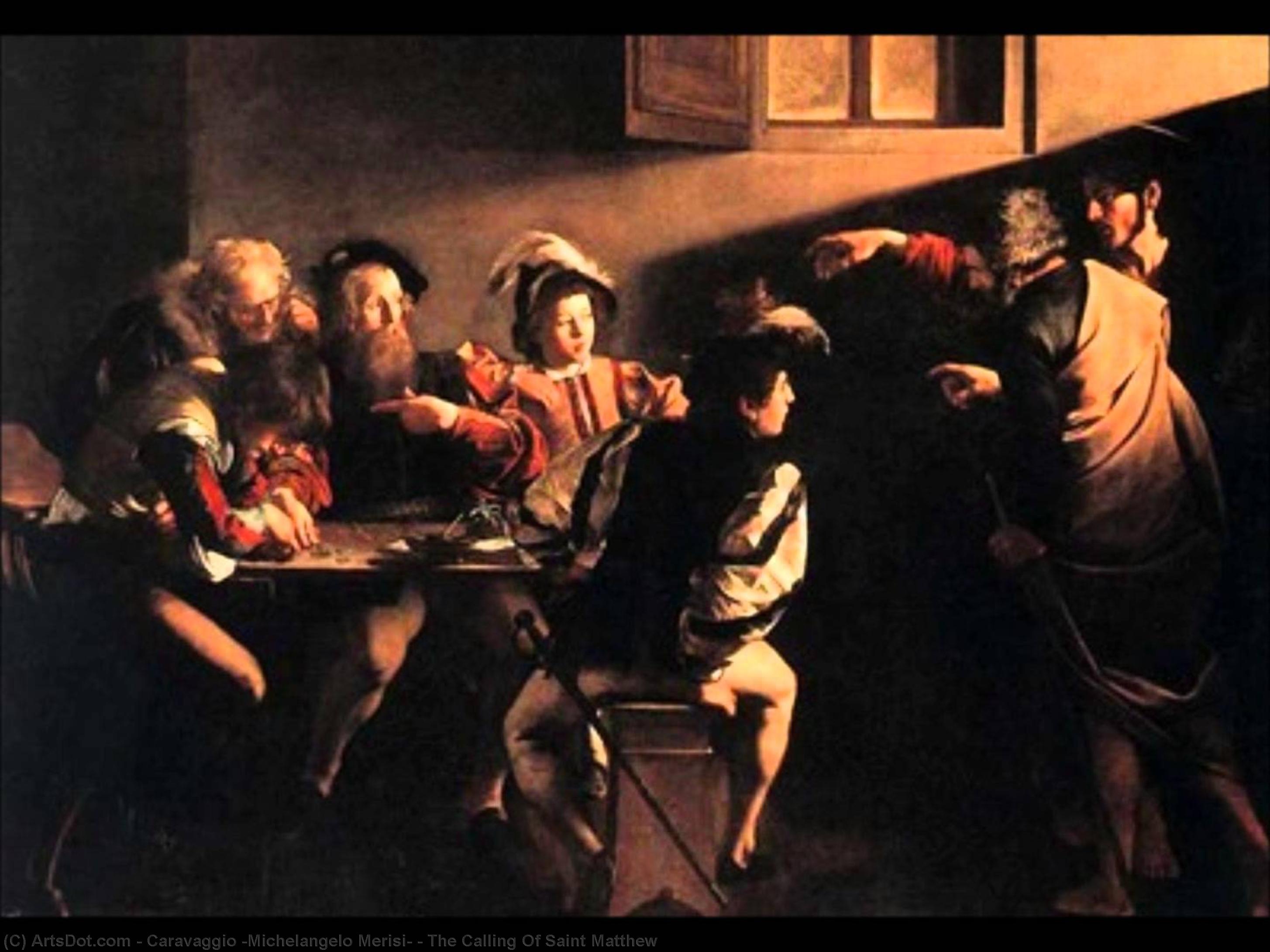 Wikioo.org - Die Enzyklopädie bildender Kunst - Malerei, Kunstwerk von Caravaggio (Michelangelo Merisi) - die berufung des heiligen matthäus