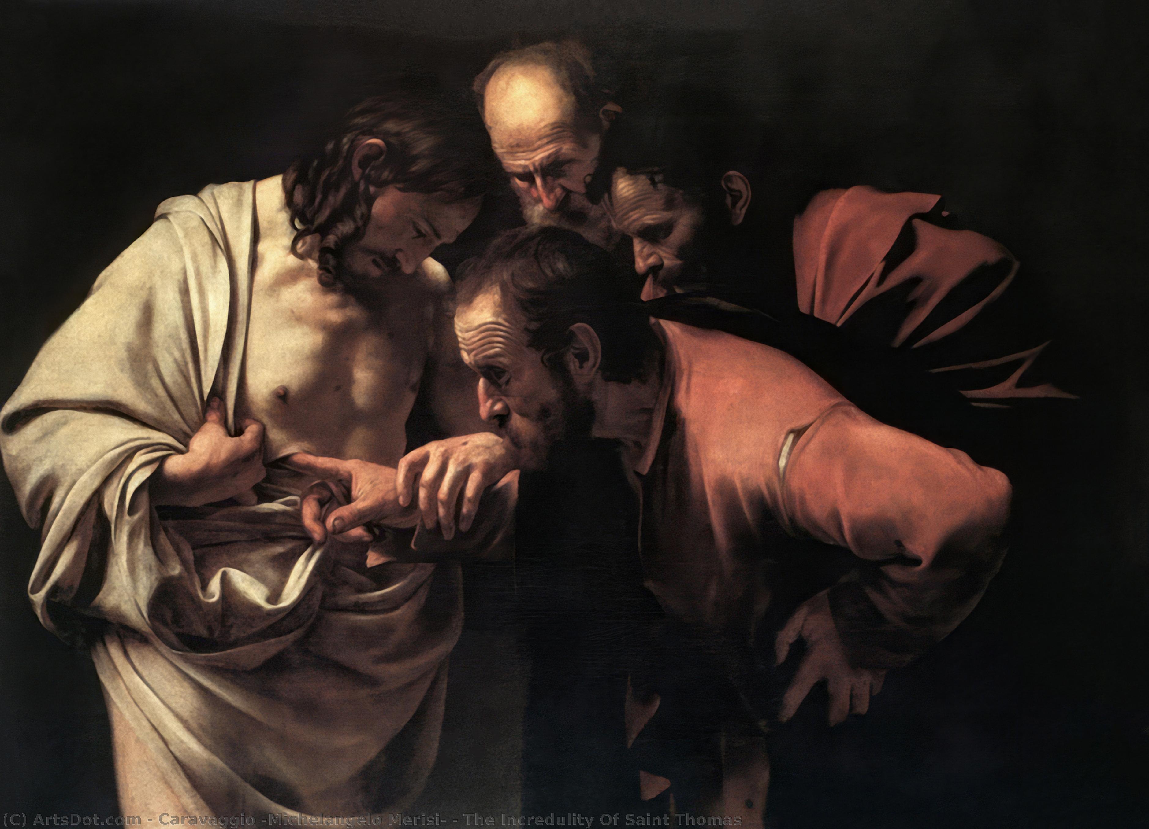 Wikioo.org - The Encyclopedia of Fine Arts - Painting, Artwork by Caravaggio (Michelangelo Merisi) - The Incredulity Of Saint Thomas