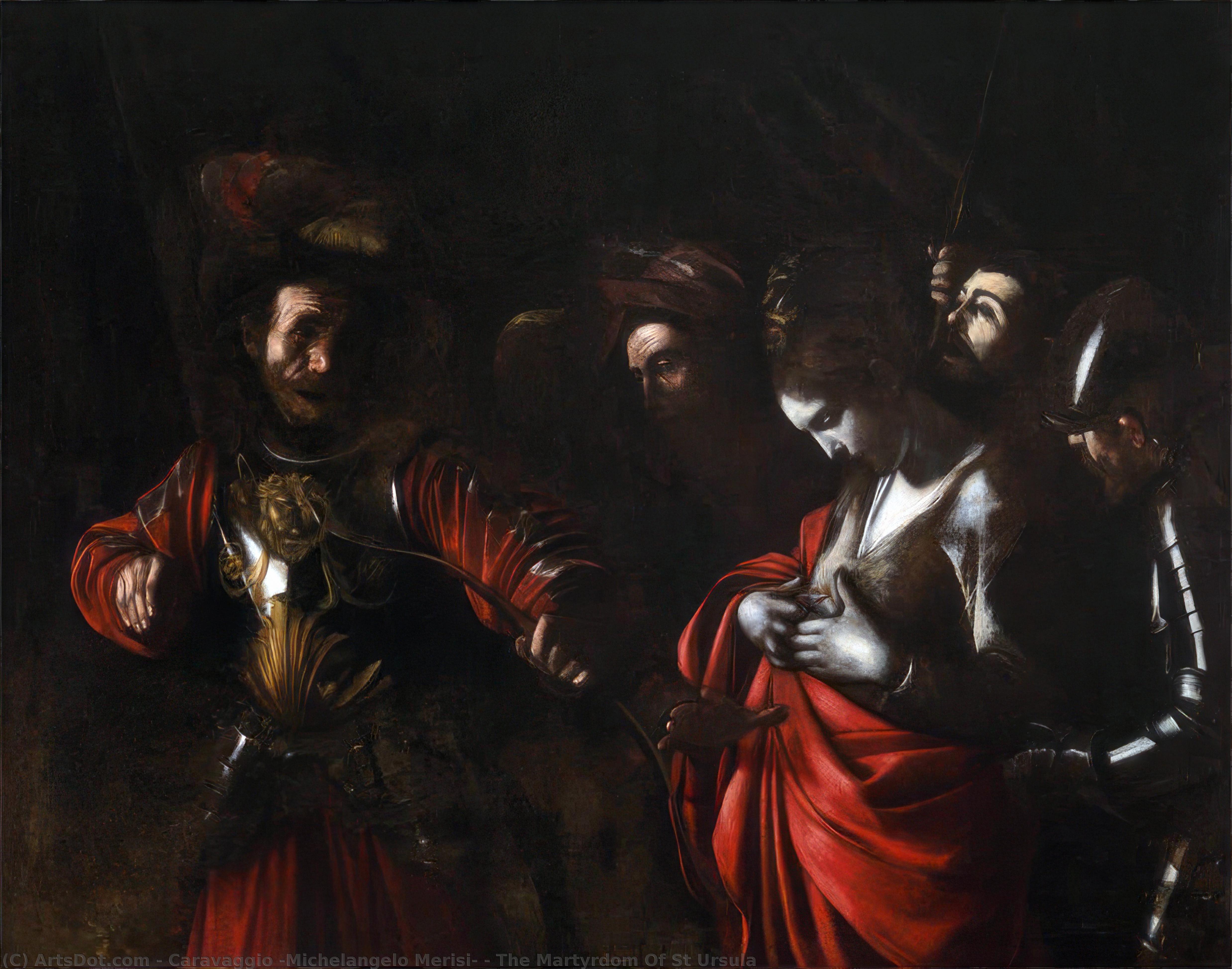Wikoo.org - موسوعة الفنون الجميلة - اللوحة، العمل الفني Caravaggio (Michelangelo Merisi) - The Martyrdom Of St Ursula