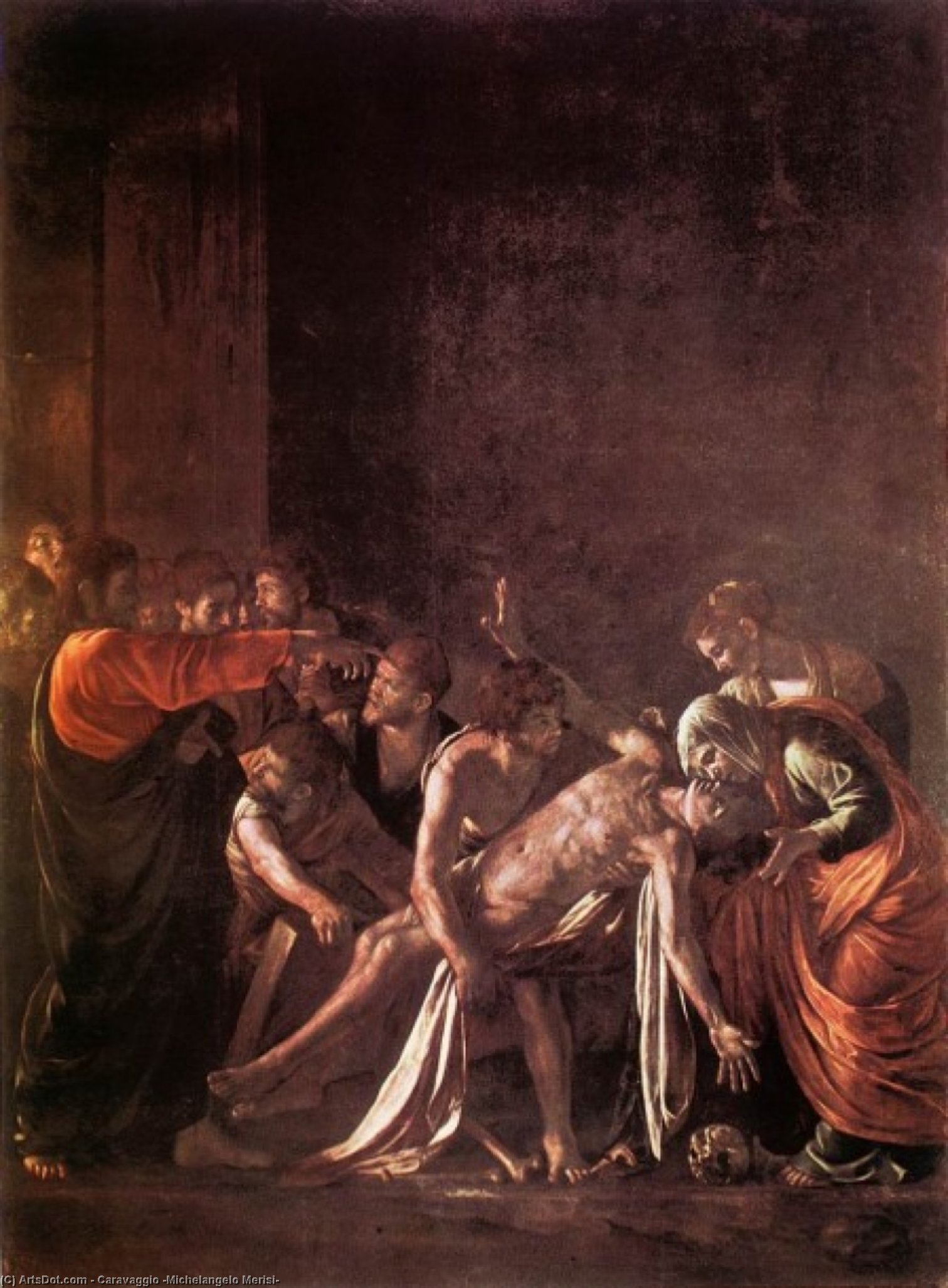 Wikoo.org - موسوعة الفنون الجميلة - اللوحة، العمل الفني Caravaggio (Michelangelo Merisi) - The Raising Of Lazarus