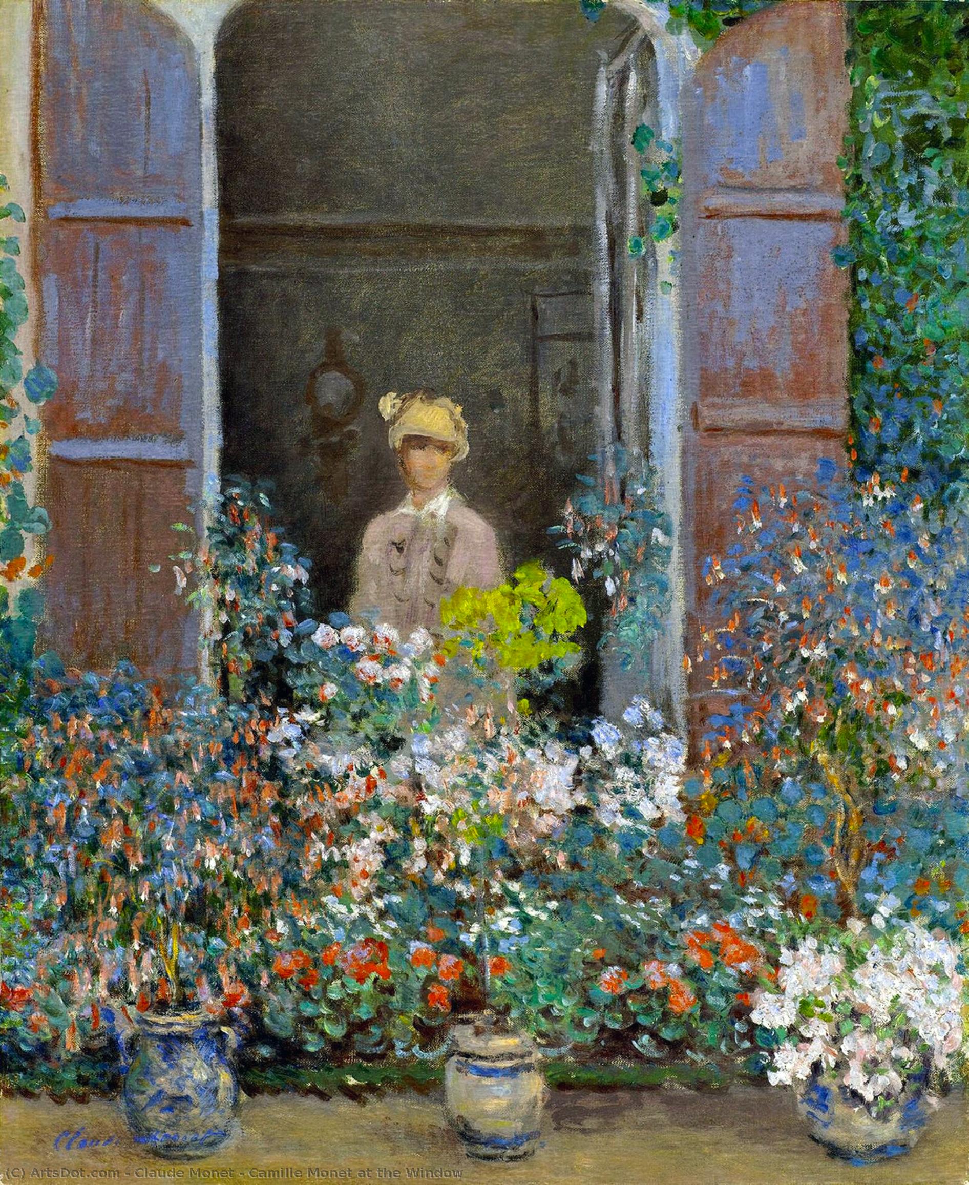 WikiOO.org - Encyclopedia of Fine Arts - Maleri, Artwork Claude Monet - Camille Monet at the Window