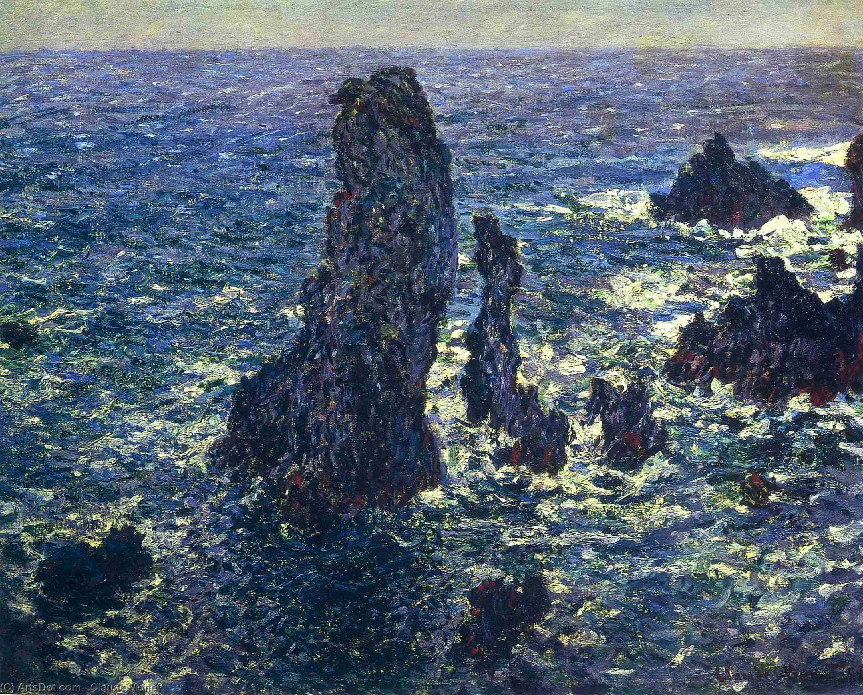 Wikioo.org - สารานุกรมวิจิตรศิลป์ - จิตรกรรม Claude Monet - Cliffs at Belle-Ile