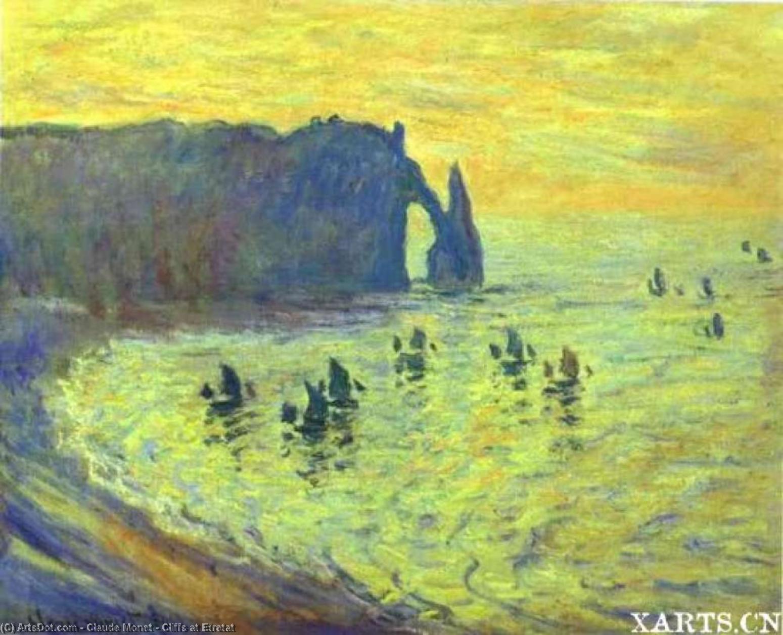 Wikioo.org - The Encyclopedia of Fine Arts - Painting, Artwork by Claude Monet - Cliffs at Etretat