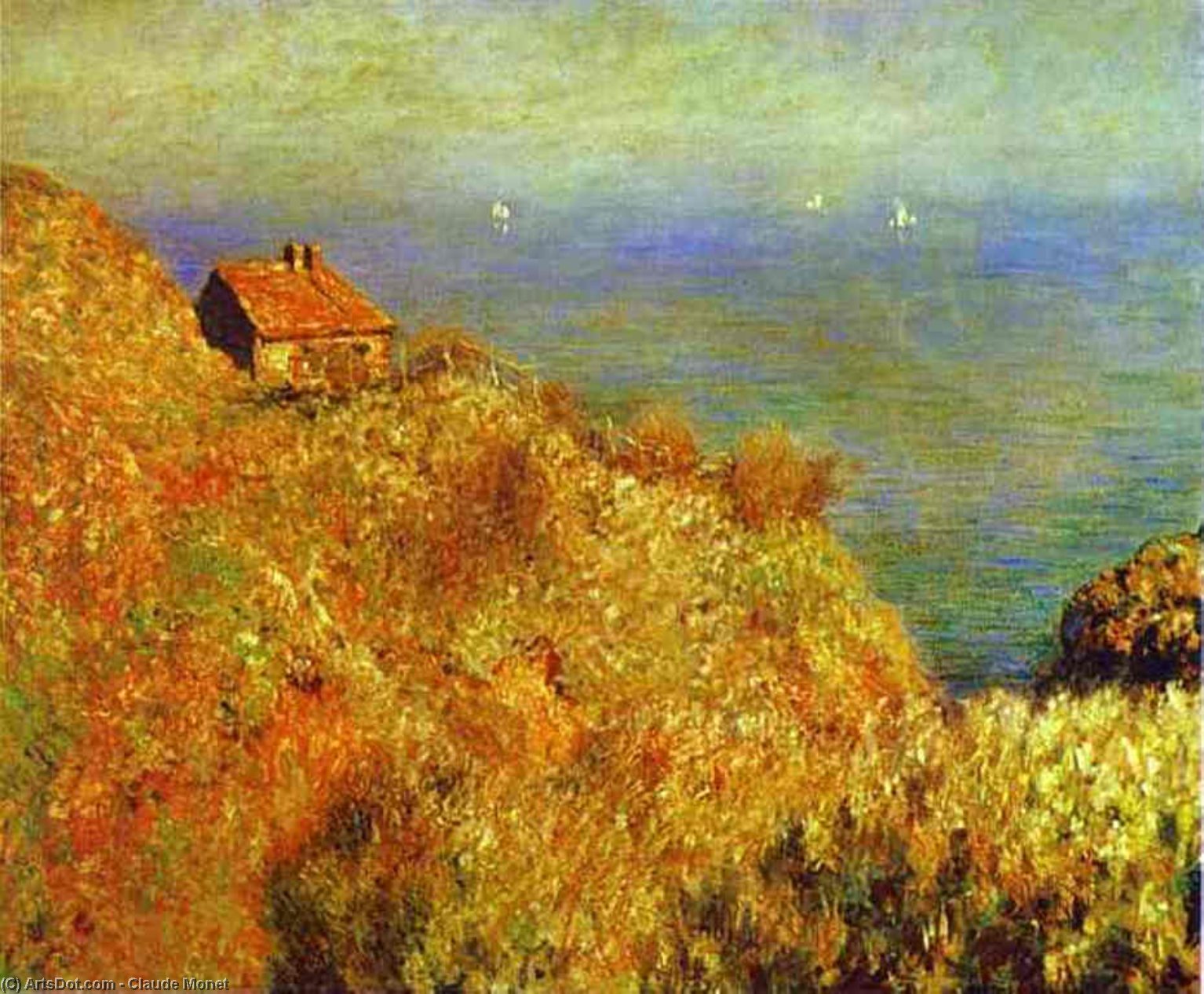 Wikioo.org - สารานุกรมวิจิตรศิลป์ - จิตรกรรม Claude Monet - Custom Officer's Cabin at Varengville