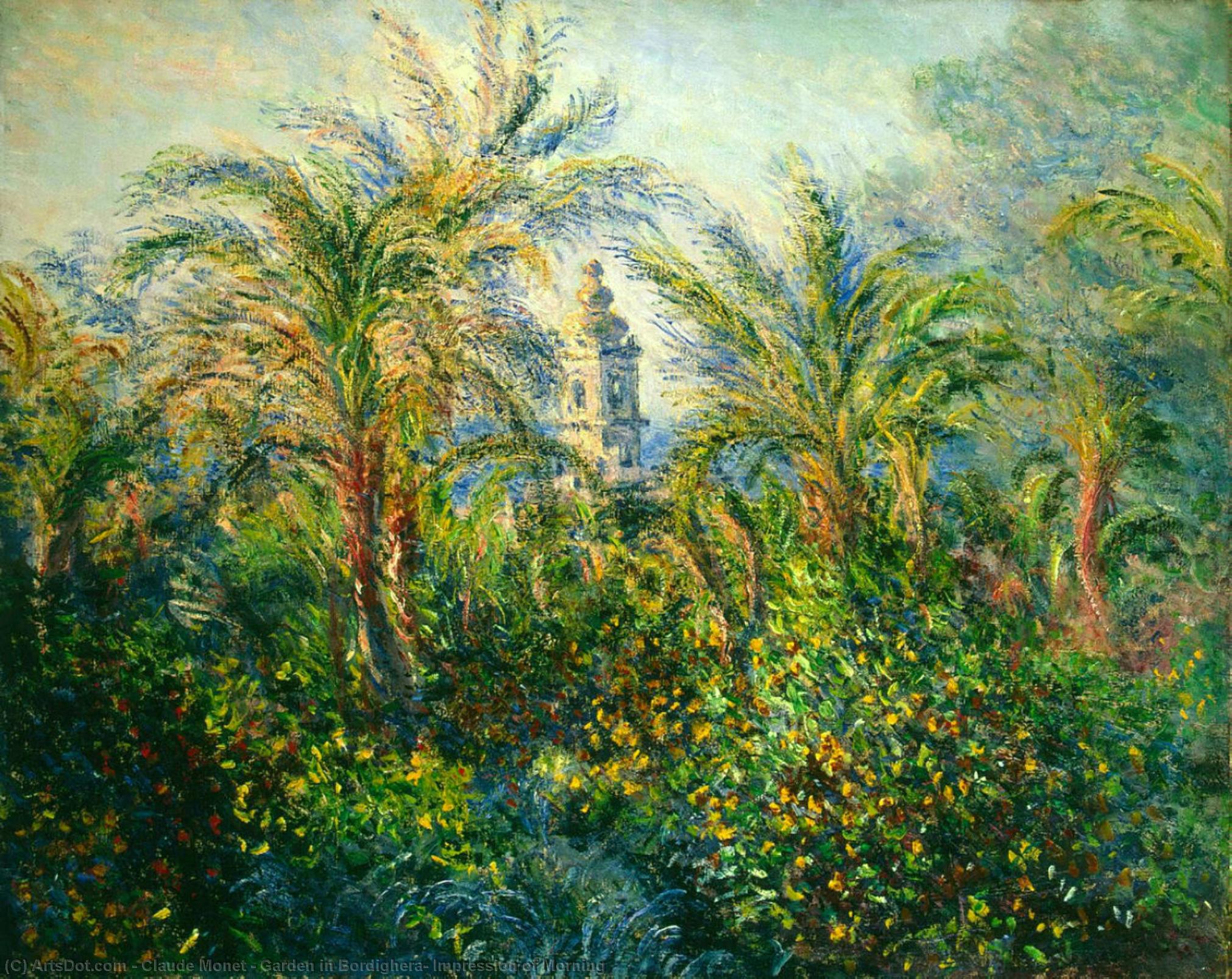 Wikioo.org – L'Enciclopedia delle Belle Arti - Pittura, Opere di Claude Monet - Giardino a Bordighera impressione  di  mattino