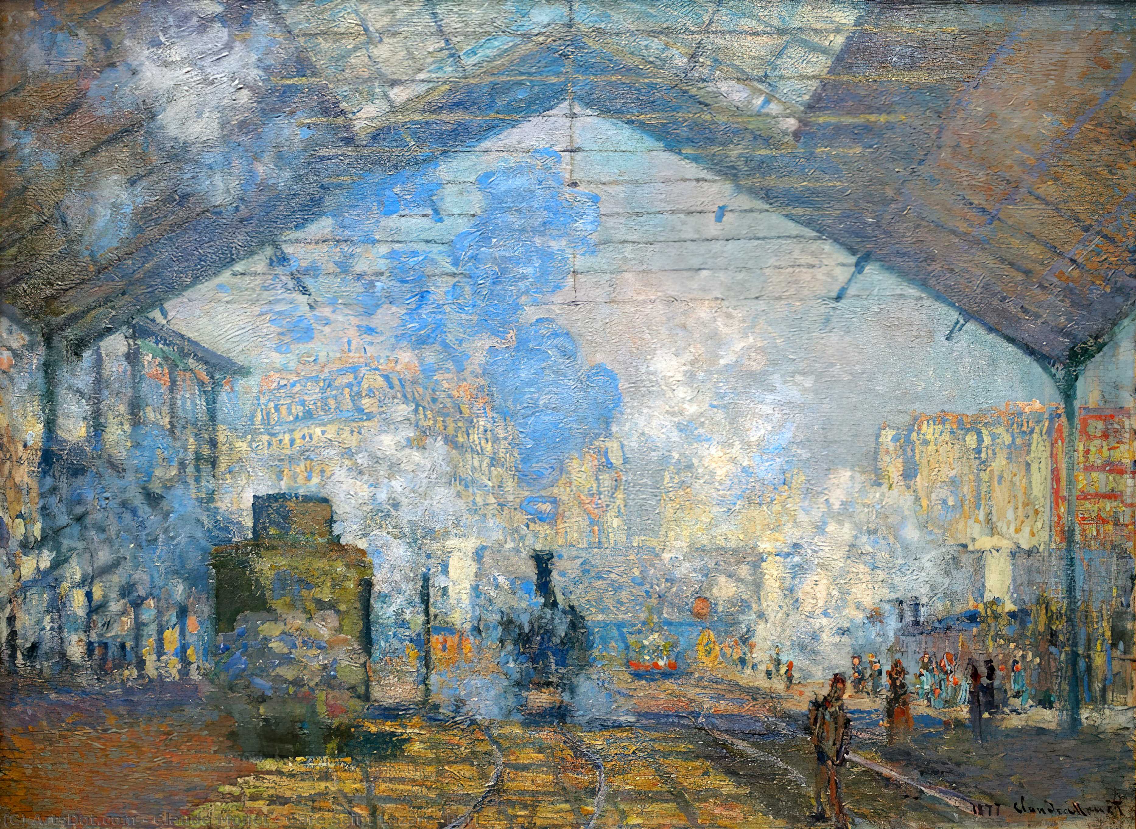 Wikioo.org - สารานุกรมวิจิตรศิลป์ - จิตรกรรม Claude Monet - Gare Saint Lazare, Pari