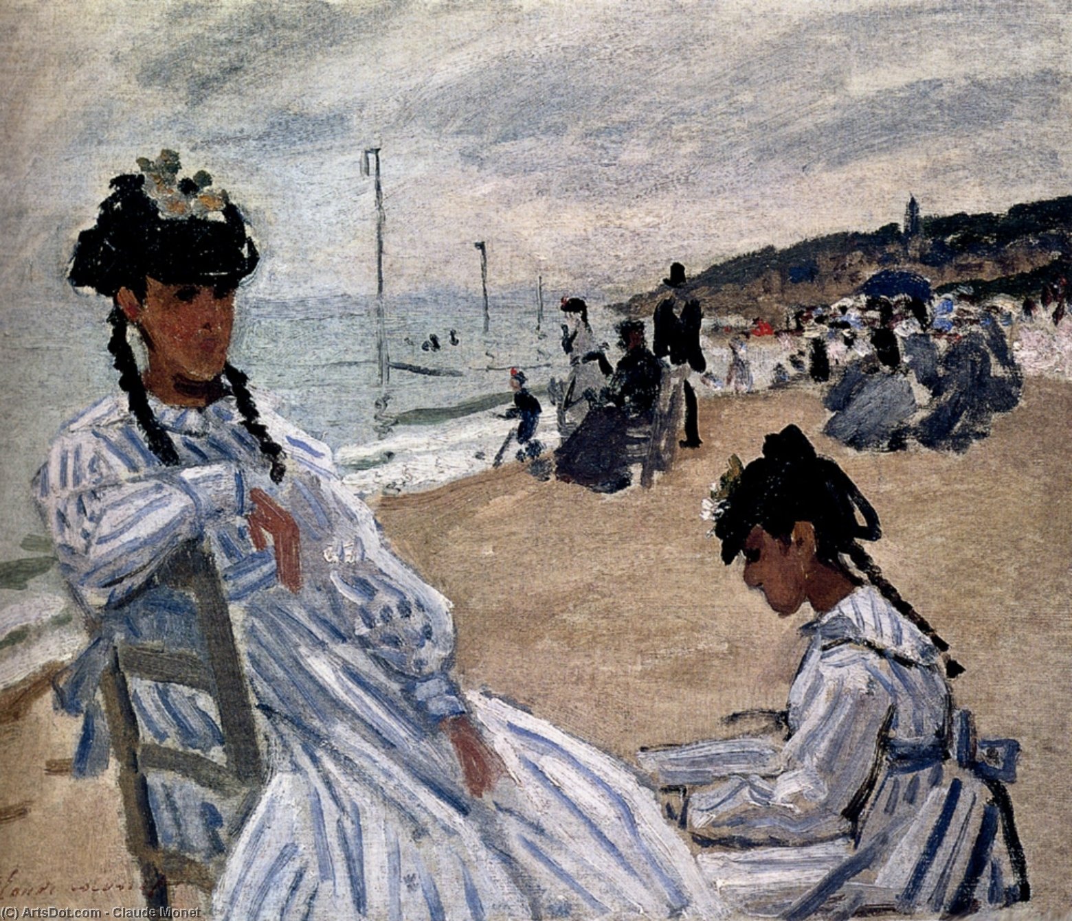 Wikioo.org - สารานุกรมวิจิตรศิลป์ - จิตรกรรม Claude Monet - On The Beach At Trouville