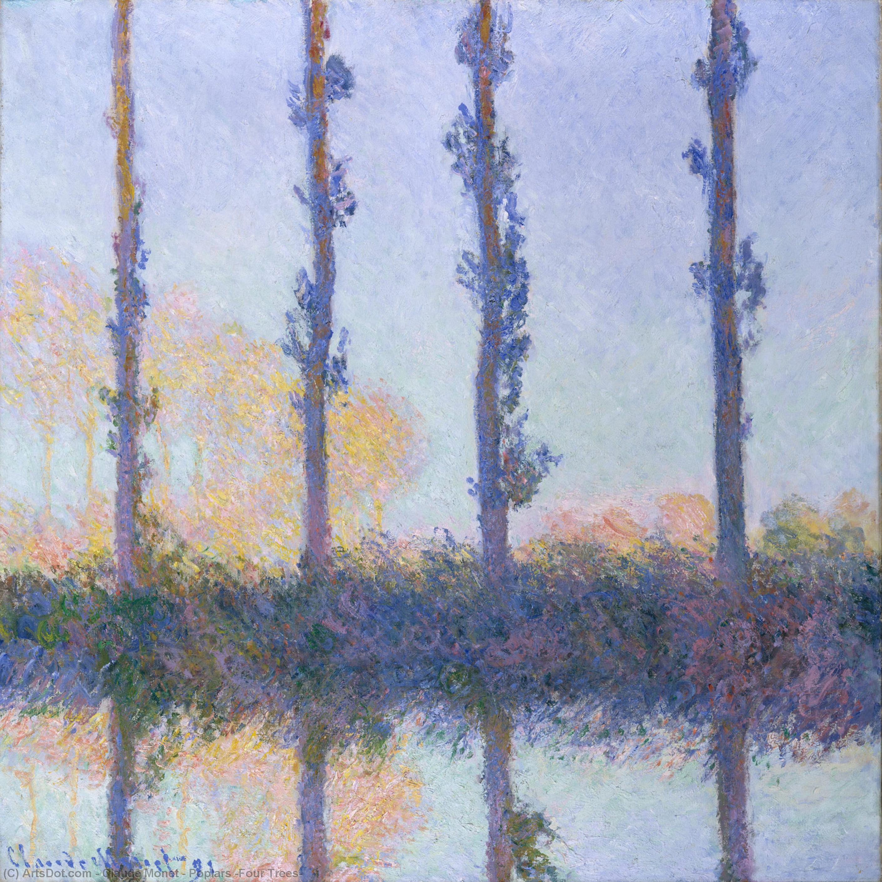 Wikoo.org - موسوعة الفنون الجميلة - اللوحة، العمل الفني Claude Monet - Poplars (Four Trees)