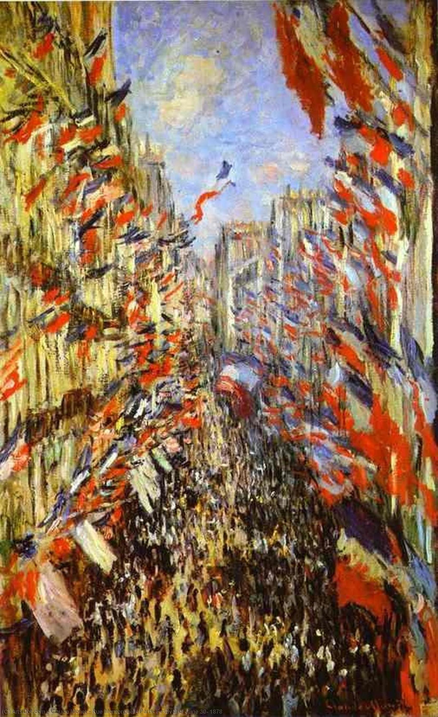 Wikioo.org - สารานุกรมวิจิตรศิลป์ - จิตรกรรม Claude Monet - Rue Montorgueil, Paris, Festival of June 30, 1878