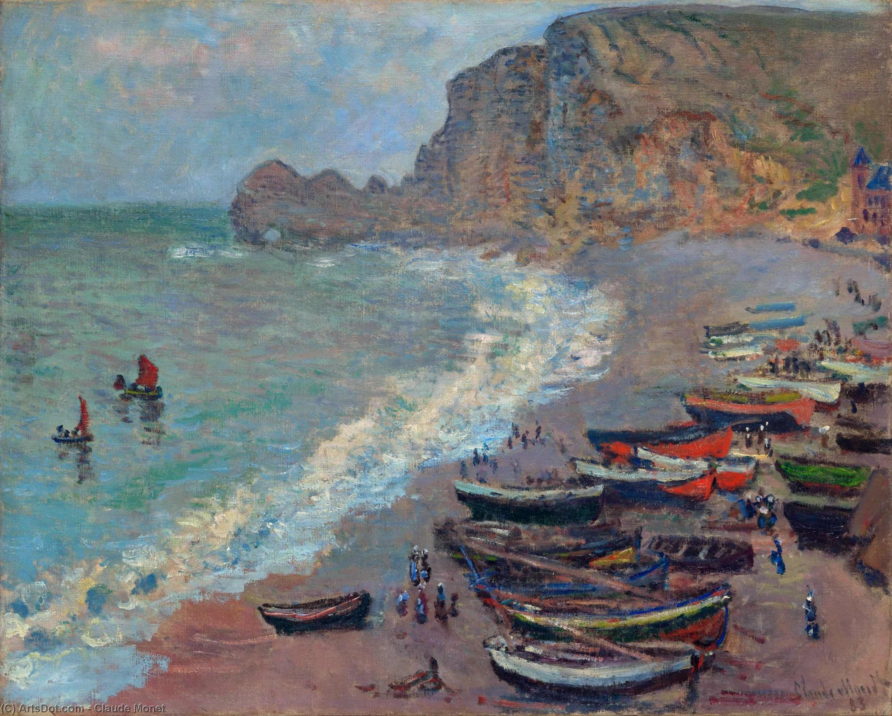 Wikioo.org - The Encyclopedia of Fine Arts - Painting, Artwork by Claude Monet - The Beach at Etretat