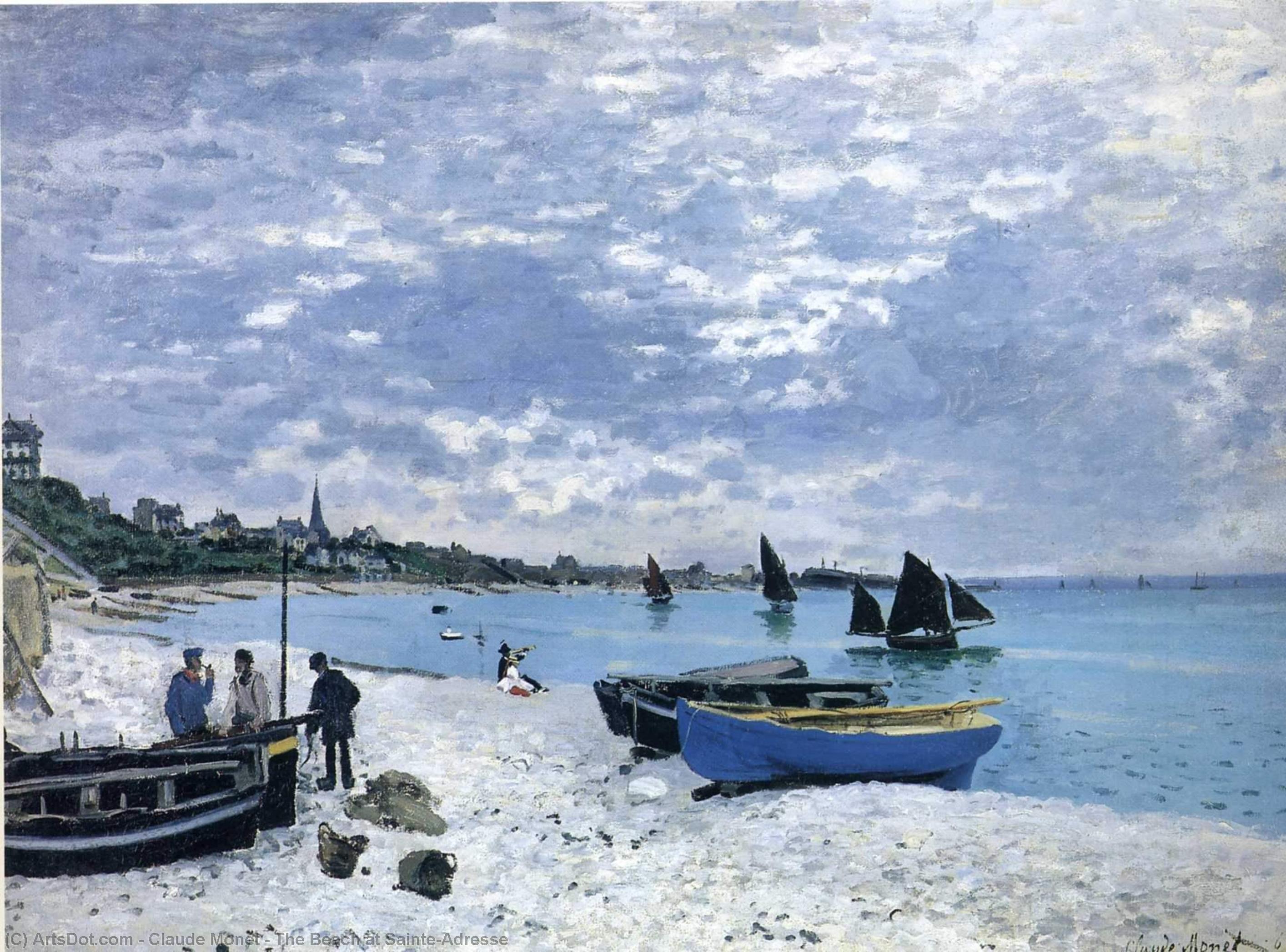 Wikioo.org - Bách khoa toàn thư về mỹ thuật - Vẽ tranh, Tác phẩm nghệ thuật Claude Monet - The Beach at Sainte-Adresse