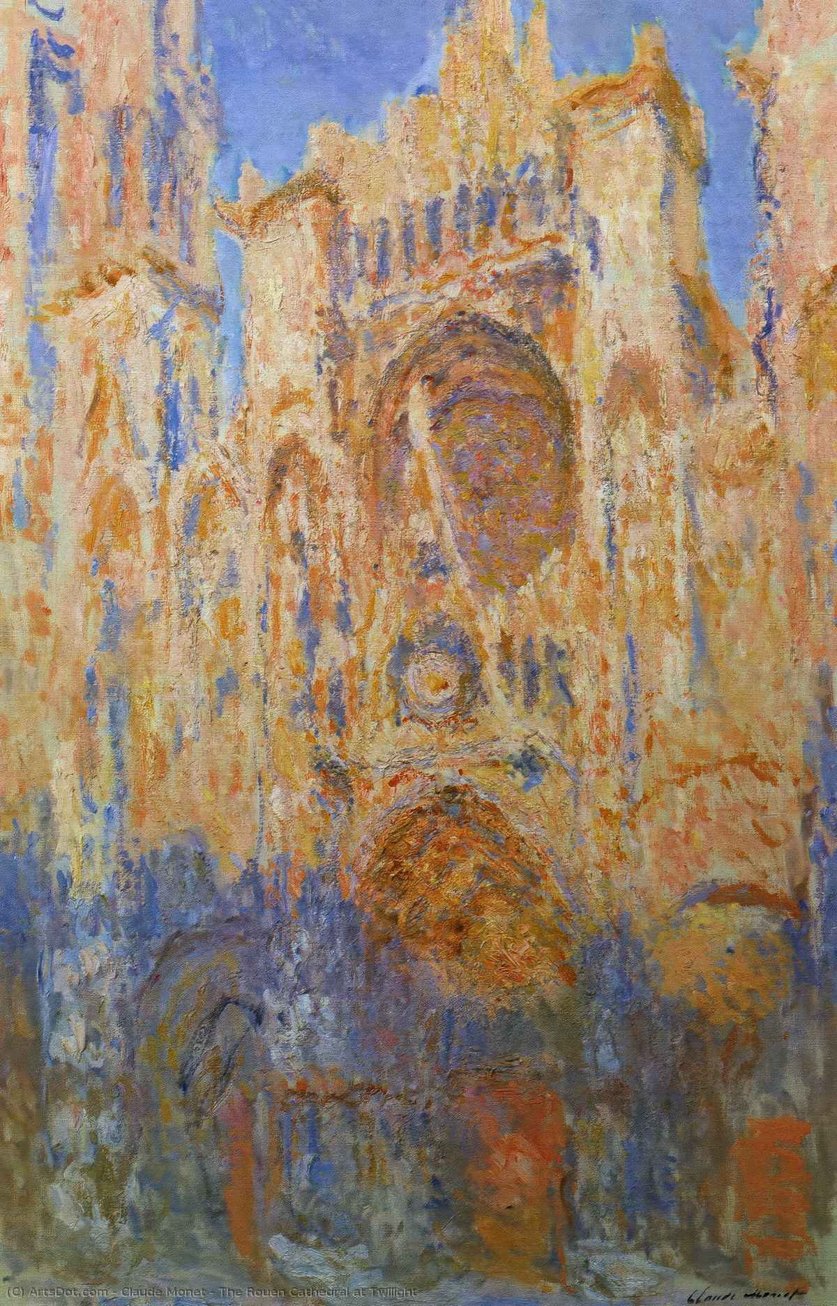 WikiOO.org – 美術百科全書 - 繪畫，作品 Claude Monet - 鲁昂大教堂在暮光之城