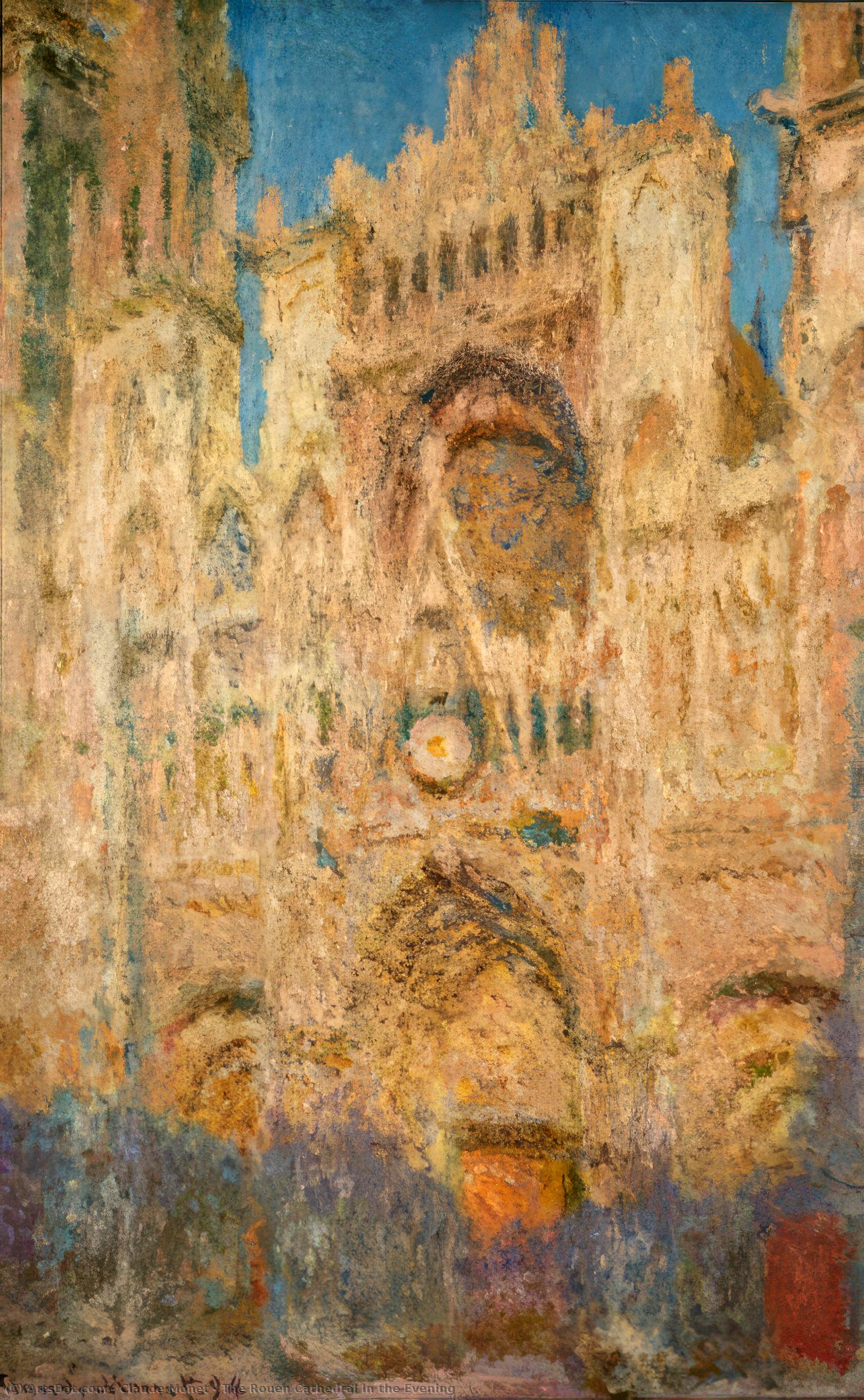 Wikioo.org - The Encyclopedia of Fine Arts - Painting, Artwork by Claude Monet - The Rouen Cathedral in the Evening