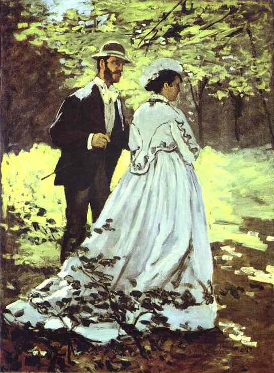 WikiOO.org - Εγκυκλοπαίδεια Καλών Τεχνών - Ζωγραφική, έργα τέχνης Claude Monet - The Walkers (Bazille and Camille)