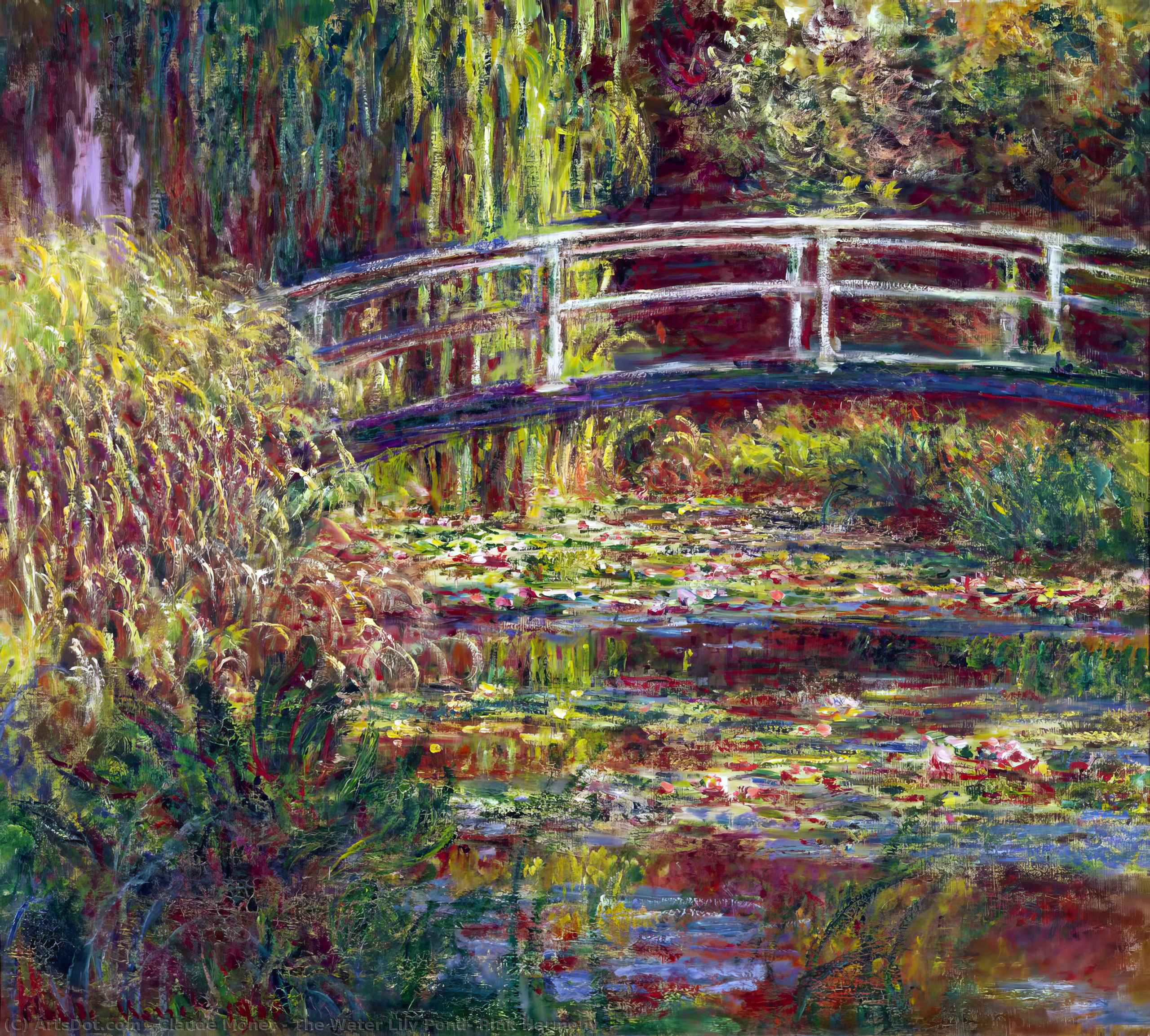 Wikoo.org - موسوعة الفنون الجميلة - اللوحة، العمل الفني Claude Monet - The Water Lily Pond, Pink Harmony