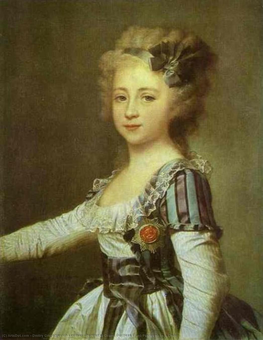 Wikioo.org - The Encyclopedia of Fine Arts - Painting, Artwork by Dmitry Grigoryevich Levitsky - Portrait of Grand Duchess Elena Pavlovna as a Child