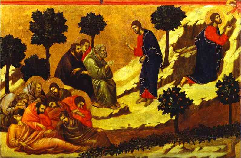 Wikioo.org – L'Enciclopedia delle Belle Arti - Pittura, Opere di Duccio Di Buoninsegna - maesto ( schiena , pannello centrale ) , la preghiera sul monte degli ulivi