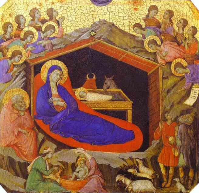 Wikioo.org – L'Enciclopedia delle Belle Arti - Pittura, Opere di Duccio Di Buoninsegna - maesto ( frontale , predella ) , la nascita di cristo