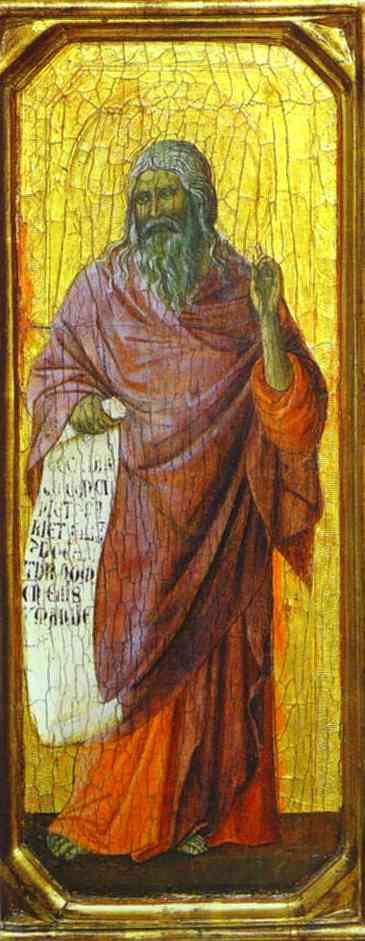 Wikioo.org - สารานุกรมวิจิตรศิลป์ - จิตรกรรม Duccio Di Buoninsegna - MaestÓ (front, predella), The Prophet Isaiah
