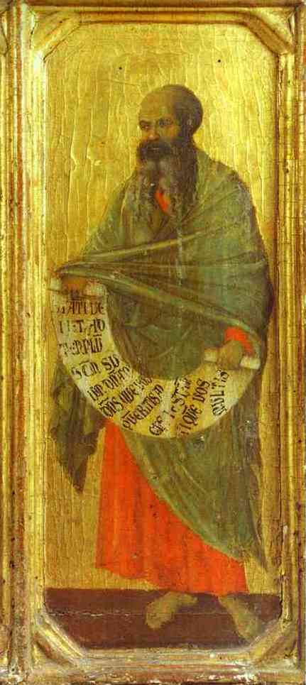 Wikioo.org – L'Encyclopédie des Beaux Arts - Peinture, Oeuvre de Duccio Di Buoninsegna - Maesto frontale  prédelle  la  prophète  Malachie