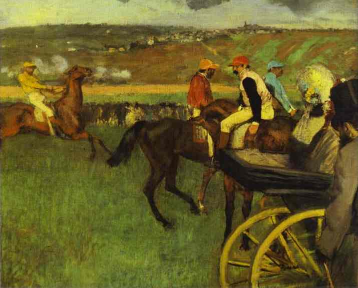 Wikioo.org – L'Encyclopédie des Beaux Arts - Peinture, Oeuvre de Edgar Degas - aux courses , jockeys amateurs