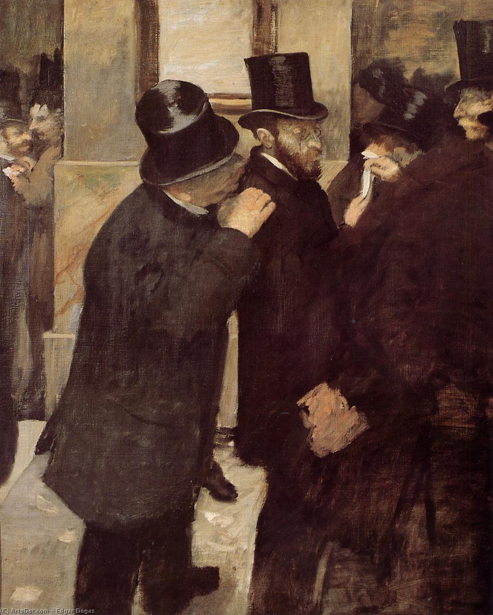 WikiOO.org - Енциклопедия за изящни изкуства - Живопис, Произведения на изкуството Edgar Degas - At the Stock Exchange