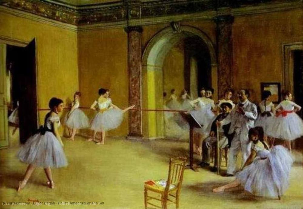 WikiOO.org - אנציקלופדיה לאמנויות יפות - ציור, יצירות אמנות Edgar Degas - Ballet Rehearsal on the Set
