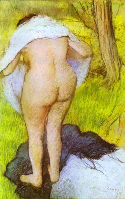 Wikioo.org - สารานุกรมวิจิตรศิลป์ - จิตรกรรม Edgar Degas - Girl Drying Herself