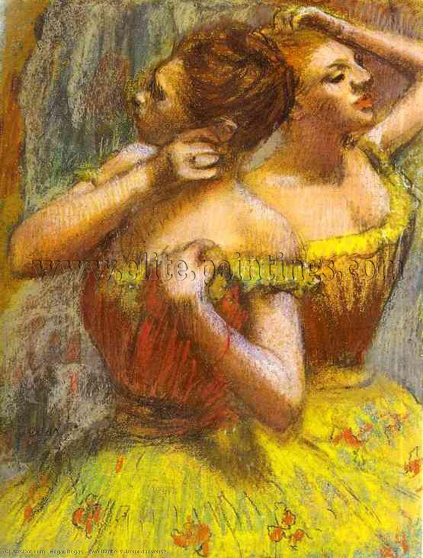WikiOO.org - Enciklopedija dailės - Tapyba, meno kuriniai Edgar Degas - Two Dancers.(Deux danseuse)