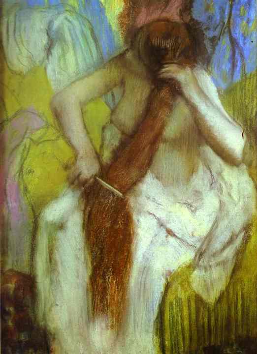 Wikioo.org – L'Encyclopédie des Beaux Arts - Peinture, Oeuvre de Edgar Degas - femme, peigner, cheveux