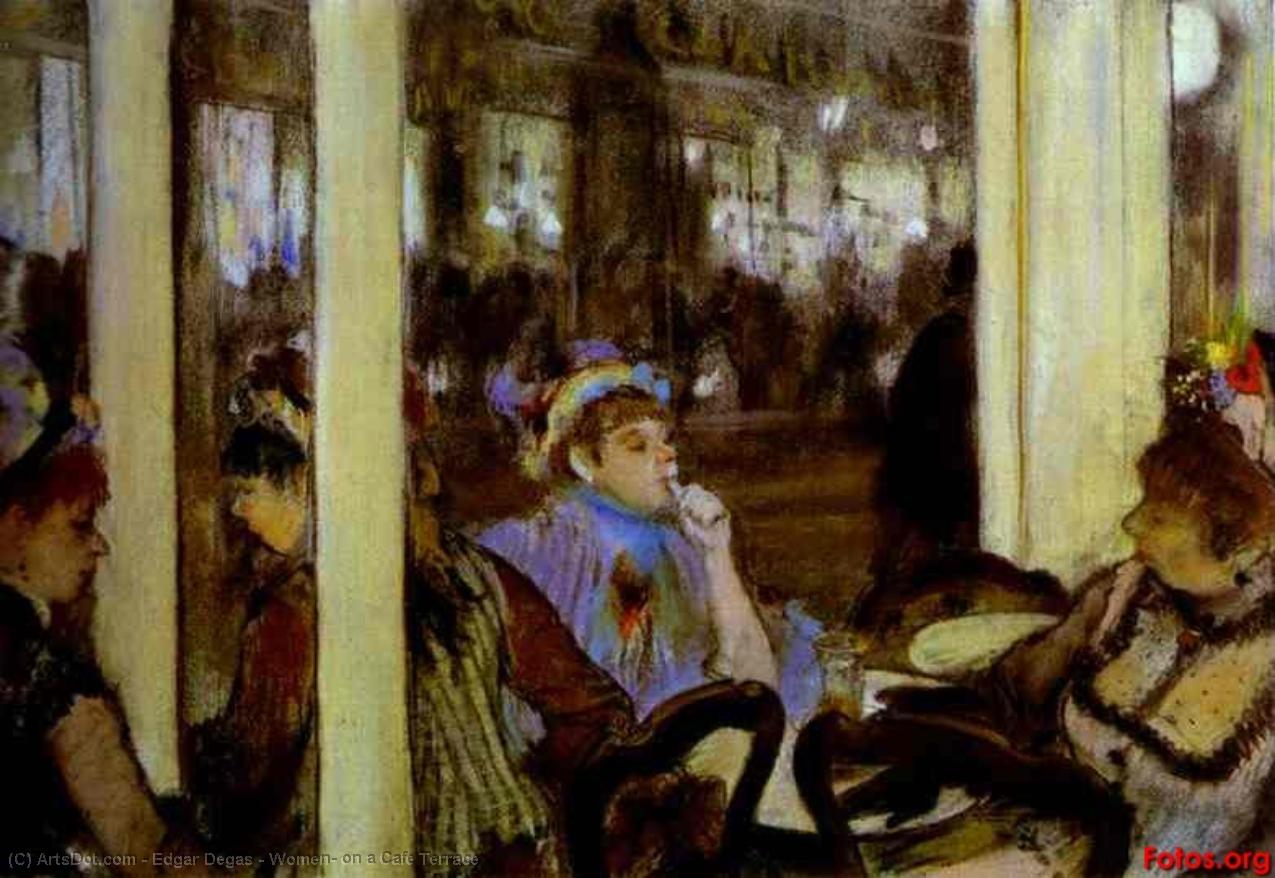Wikioo.org – La Enciclopedia de las Bellas Artes - Pintura, Obras de arte de Edgar Degas - Mujer , en un café terraza