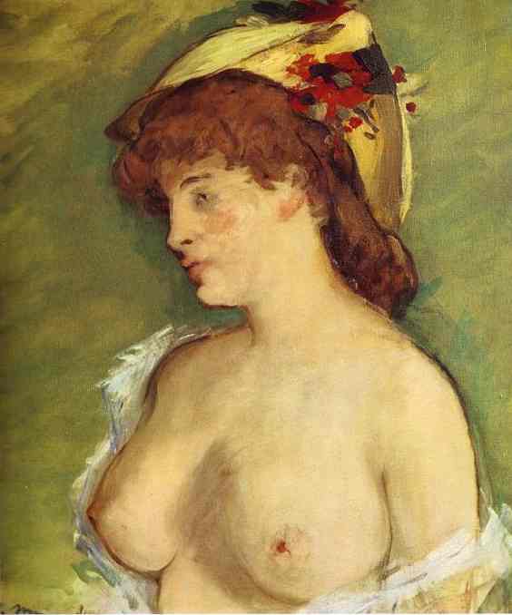 Wikioo.org - The Encyclopedia of Fine Arts - Painting, Artwork by Edouard Manet - Blonde with Bare Breasts