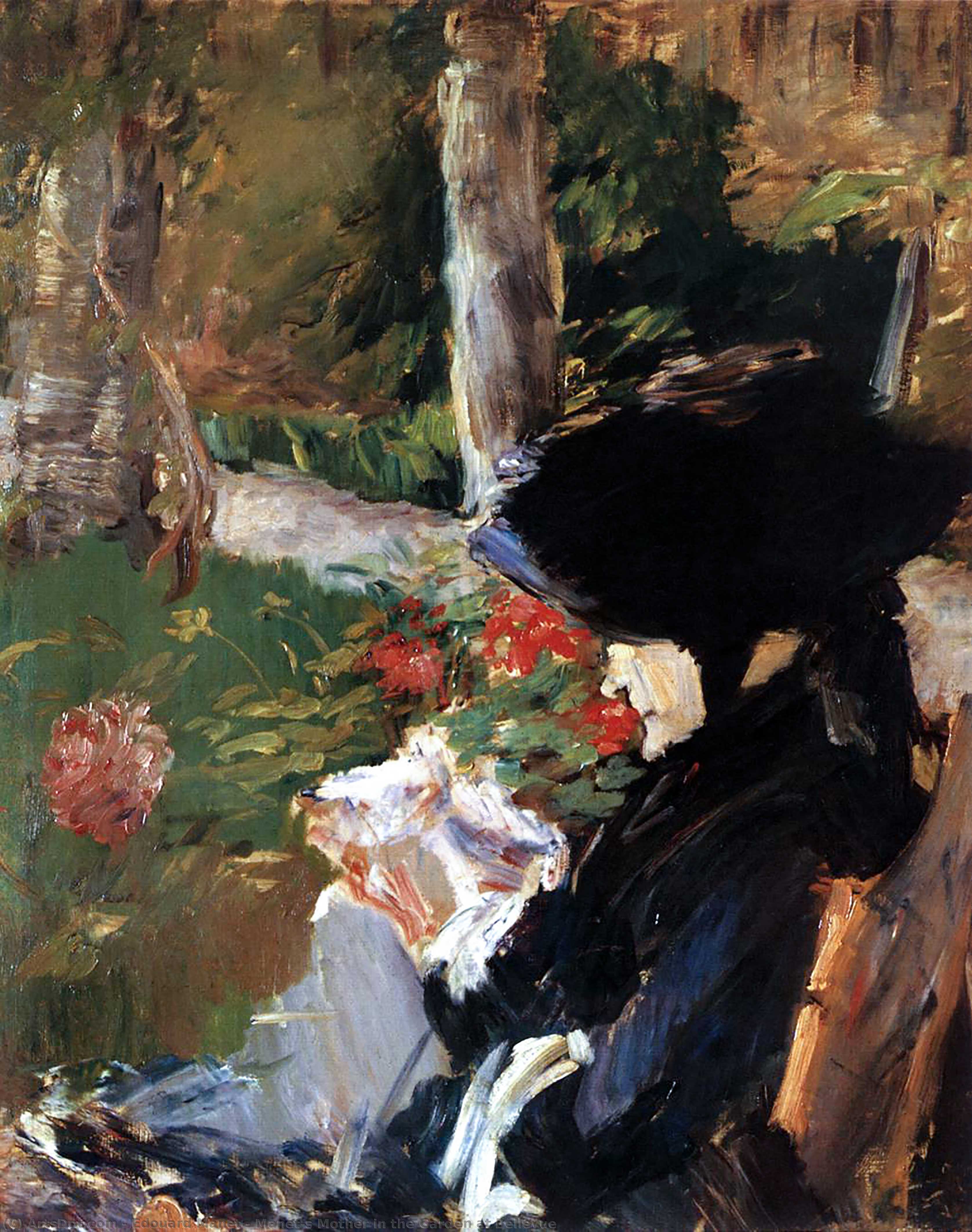 Wikoo.org - موسوعة الفنون الجميلة - اللوحة، العمل الفني Edouard Manet - Manet's Mother in the Garden at Bellevue